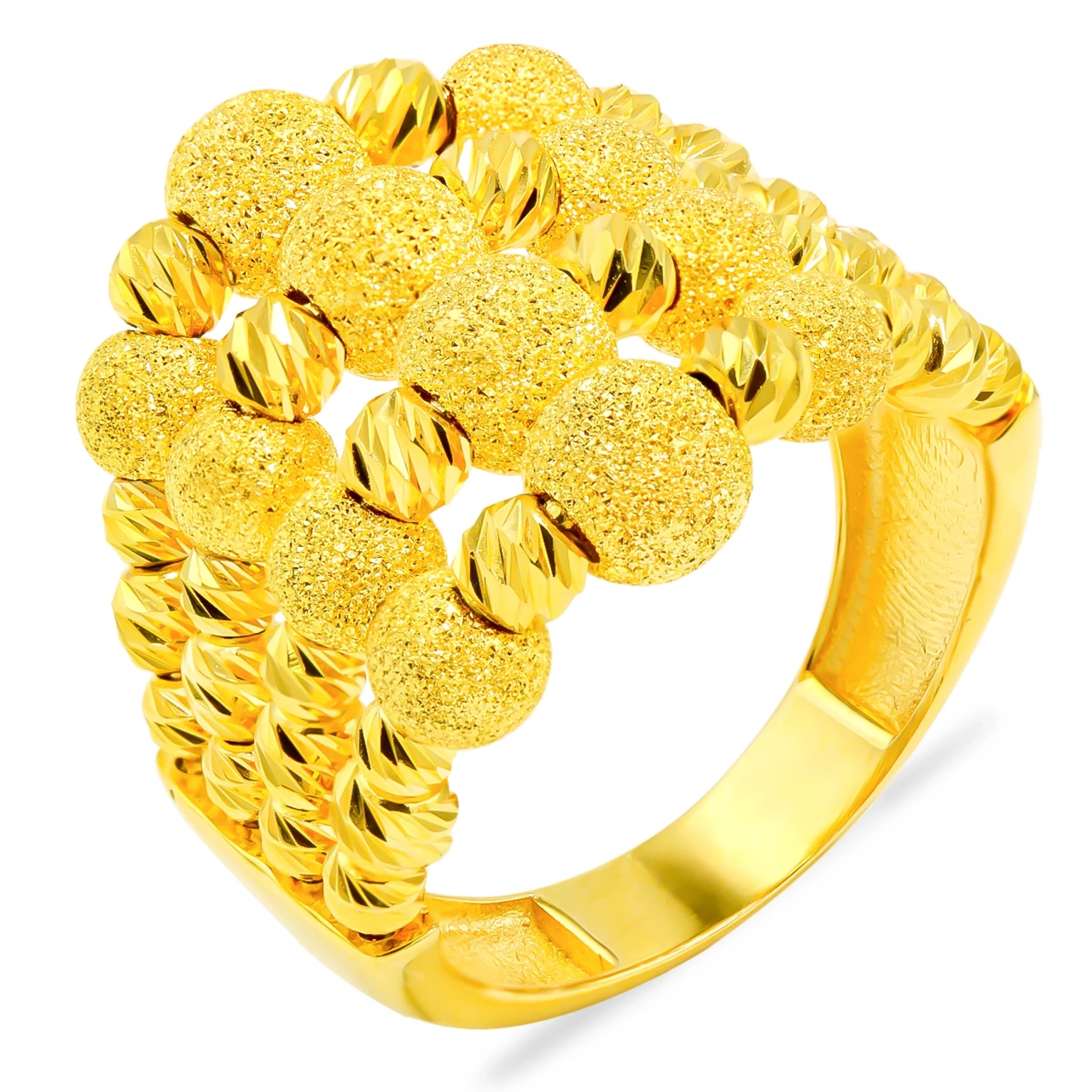 Dört Sıra Dorika 14 Ayar Altın Yüzük