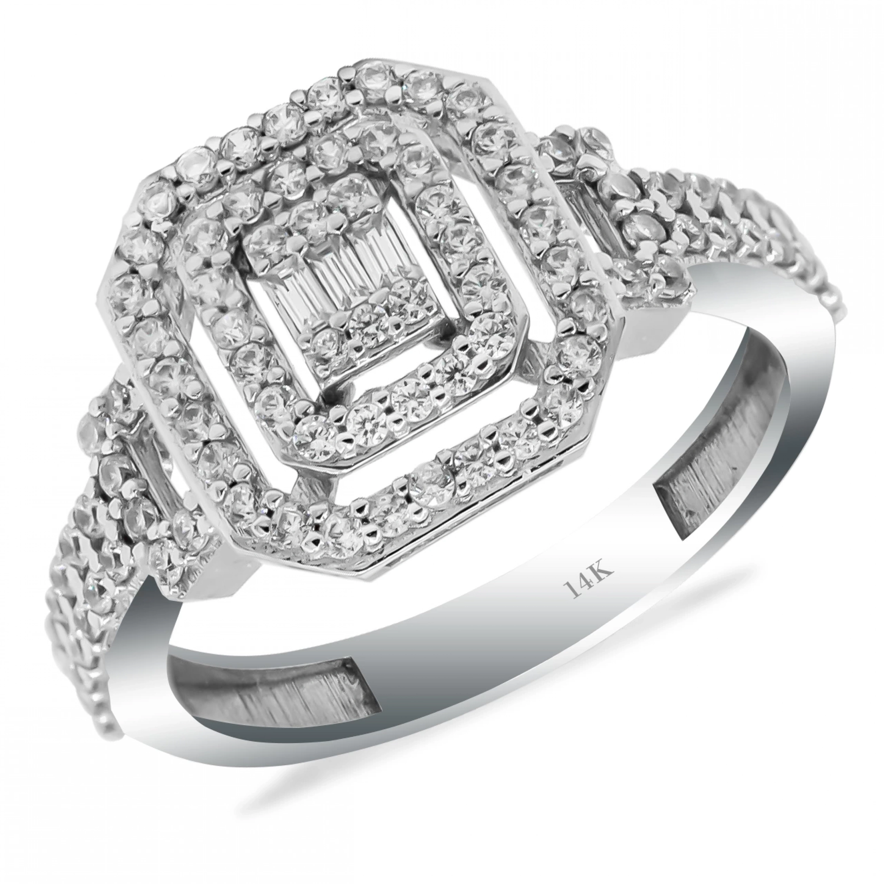 Beyaz Baget 14 Ayar Altın Yüzük