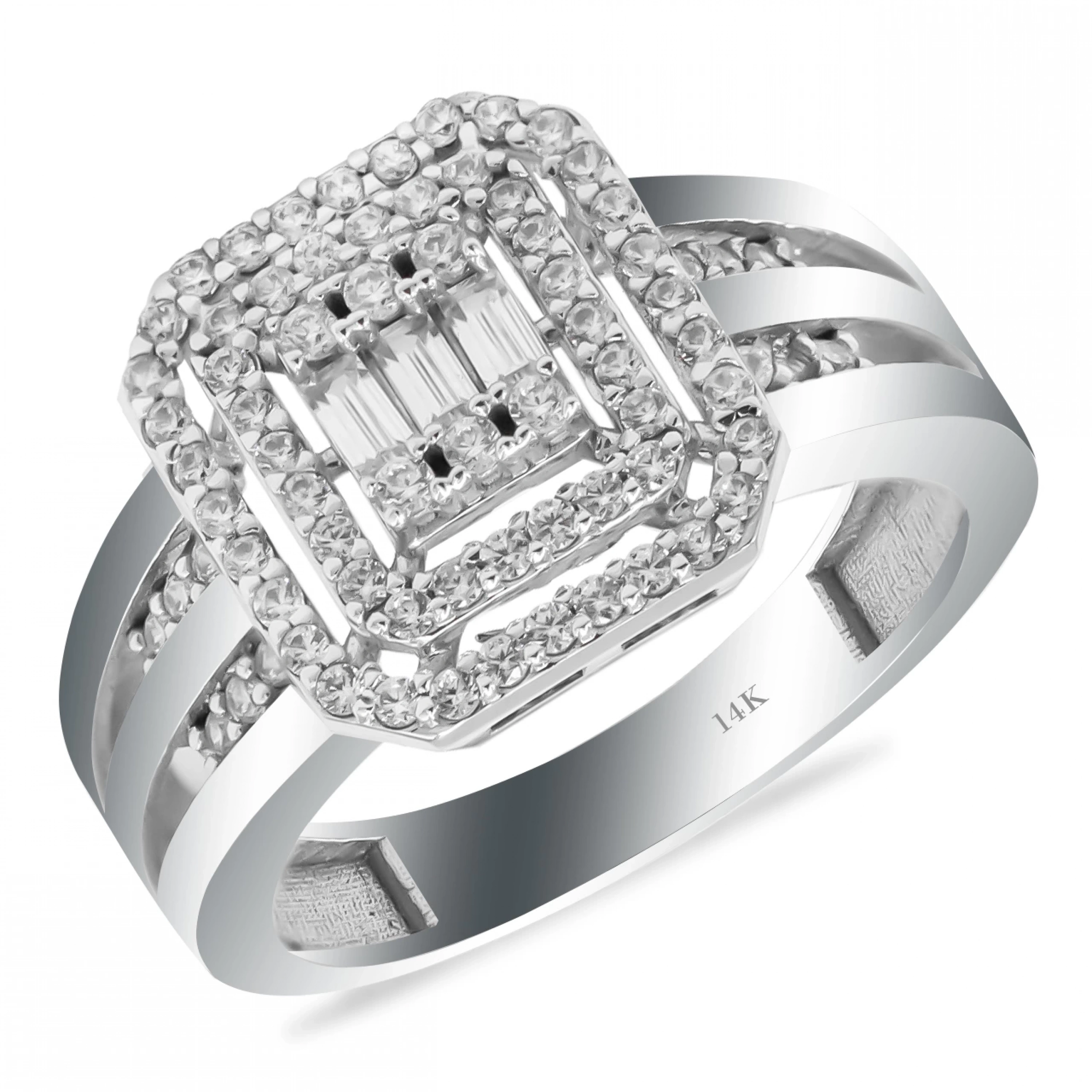 Beyaz Baget 14 Ayar Altın Yüzük