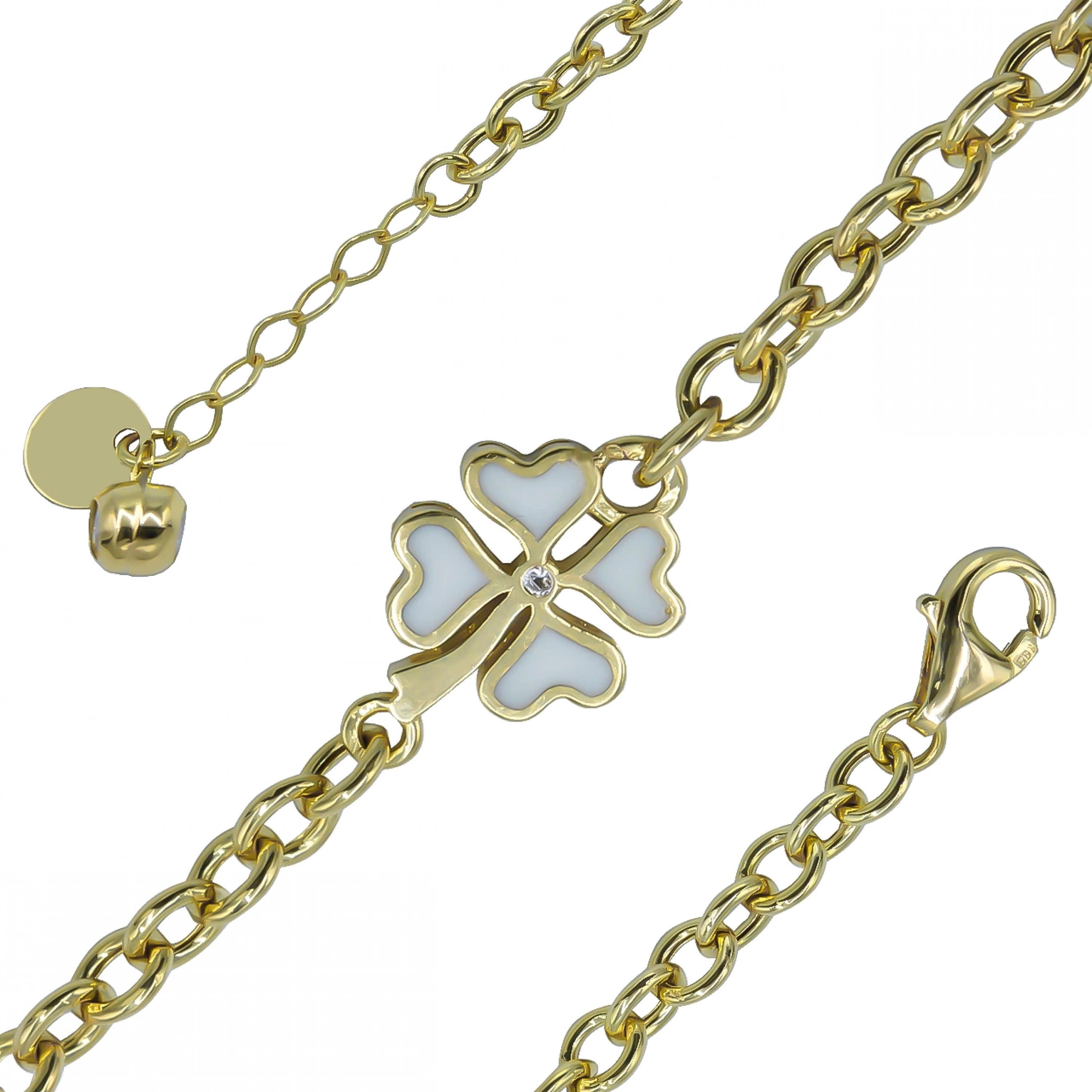 Beyaz Papatya 8 Ayar Altın Bileklik