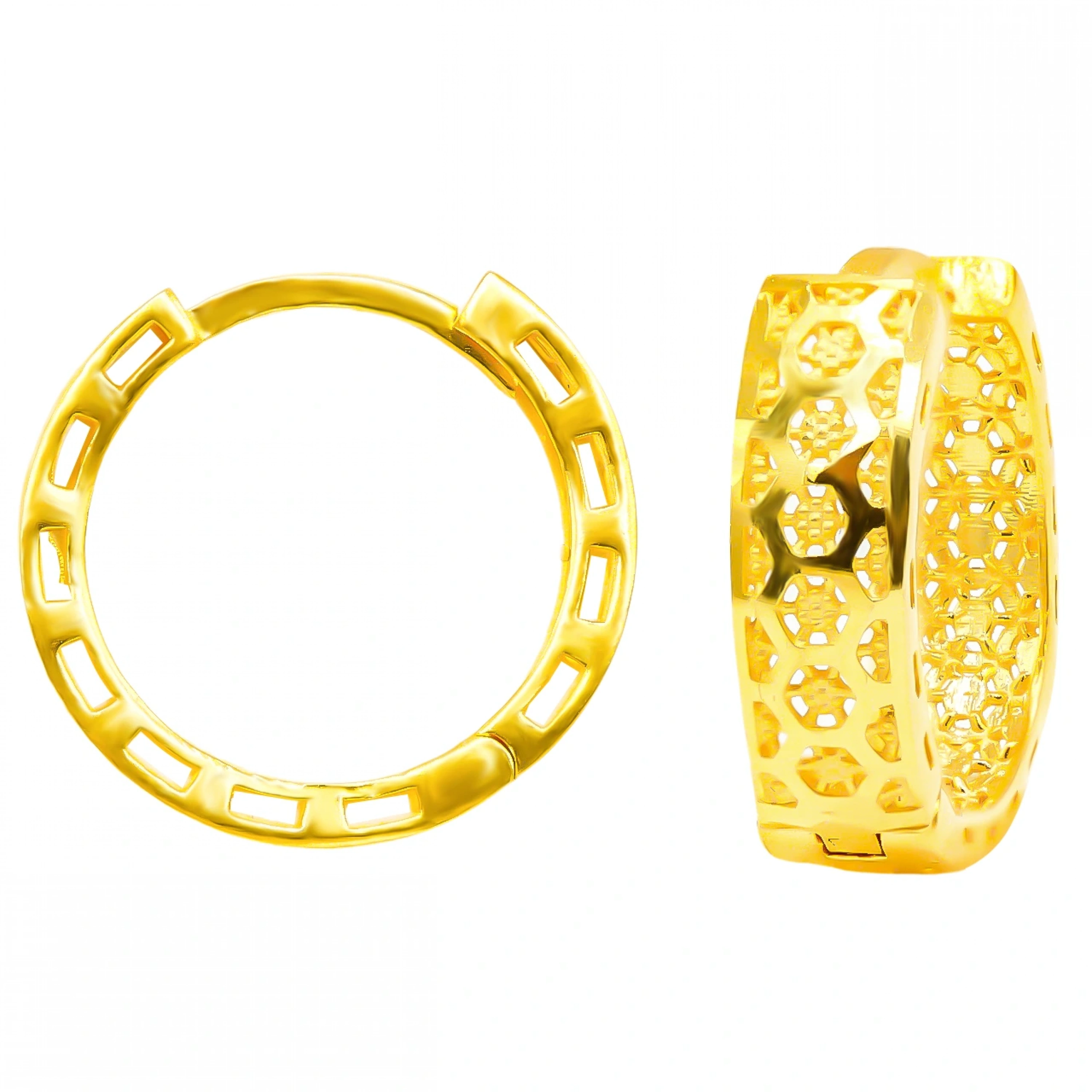 Beşgen 22 Ayar Halka Altın Küpe