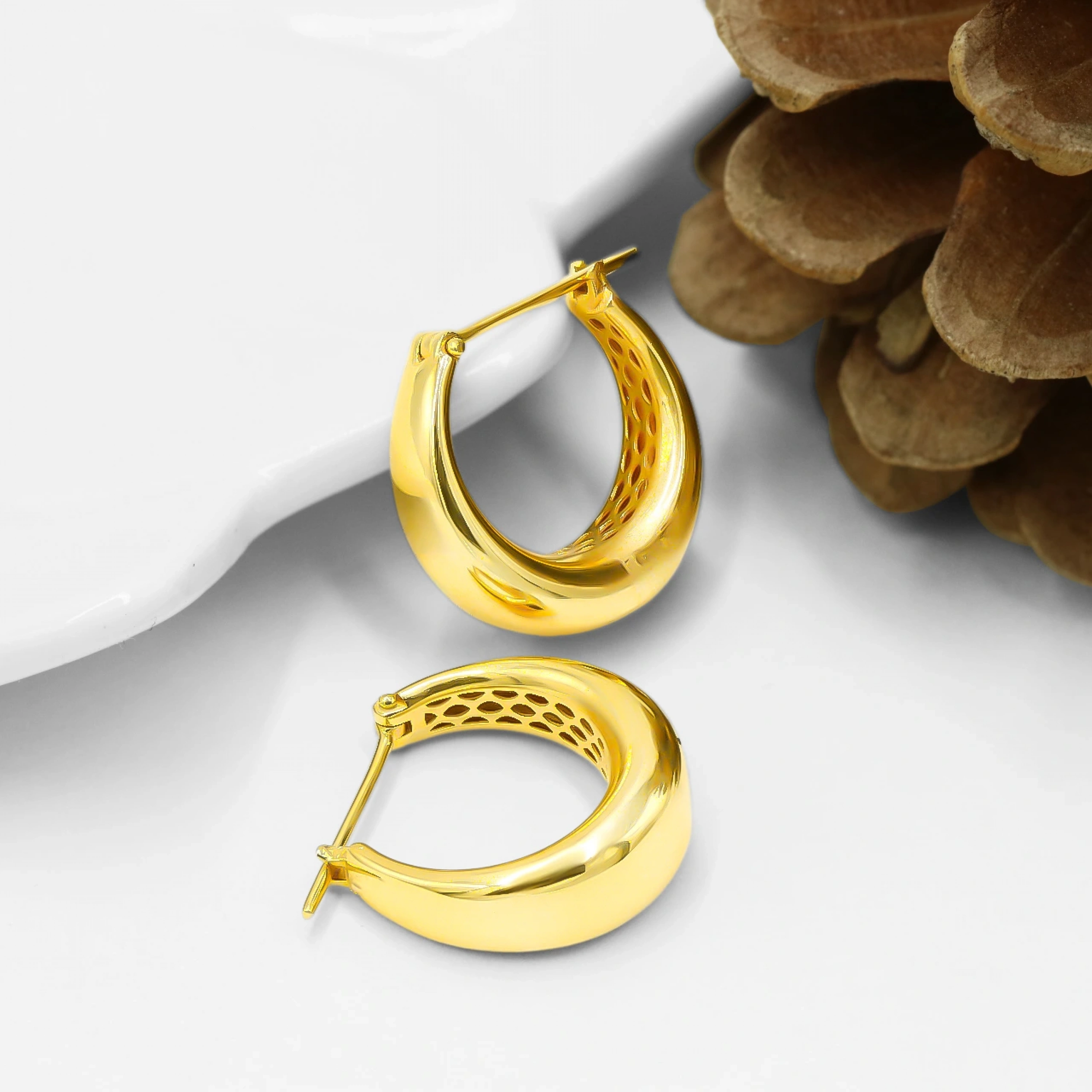 Bombeli Süzme 14 Ayar Altın Halka Küpe