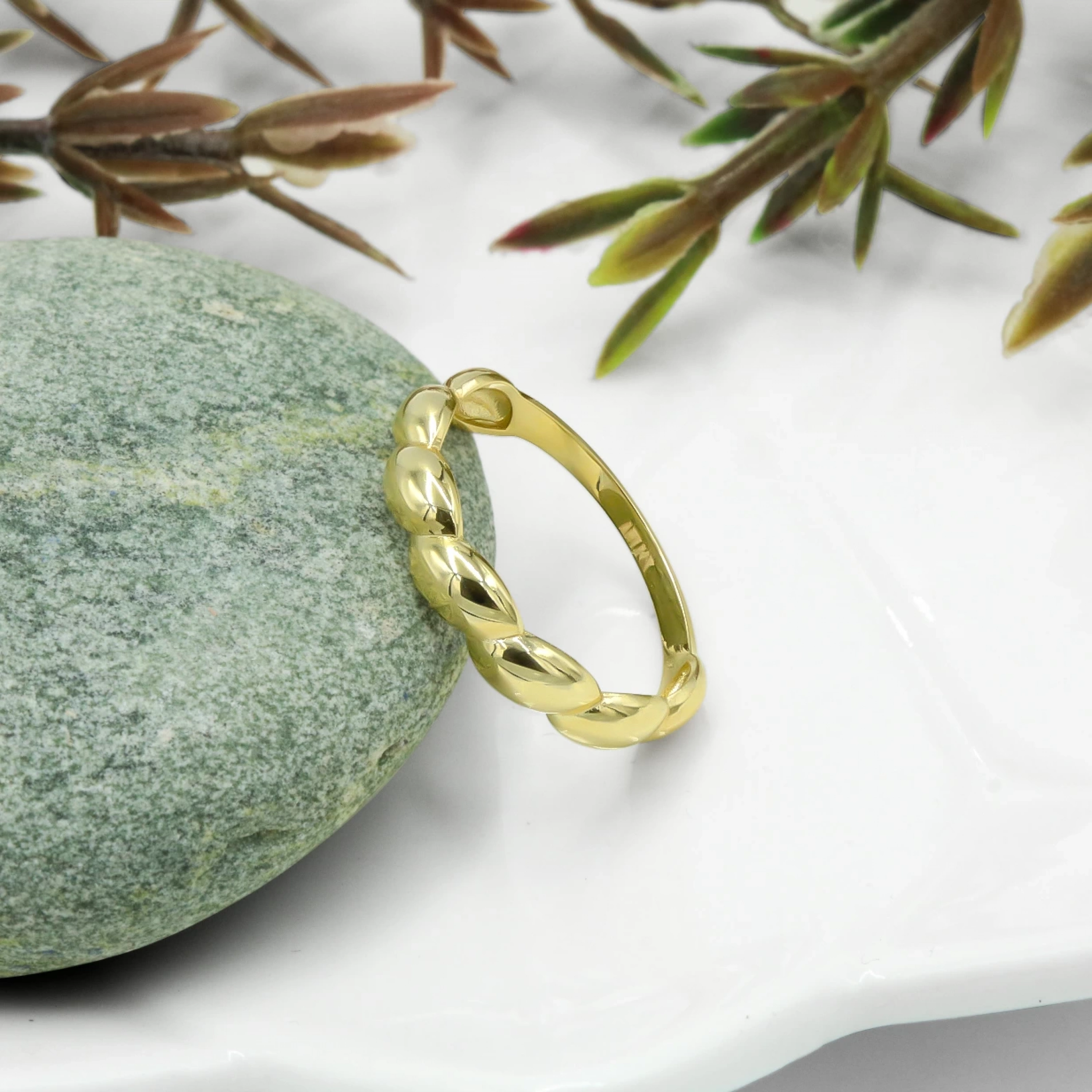 Burma Desenli 14 Ayar Altın Yüzük