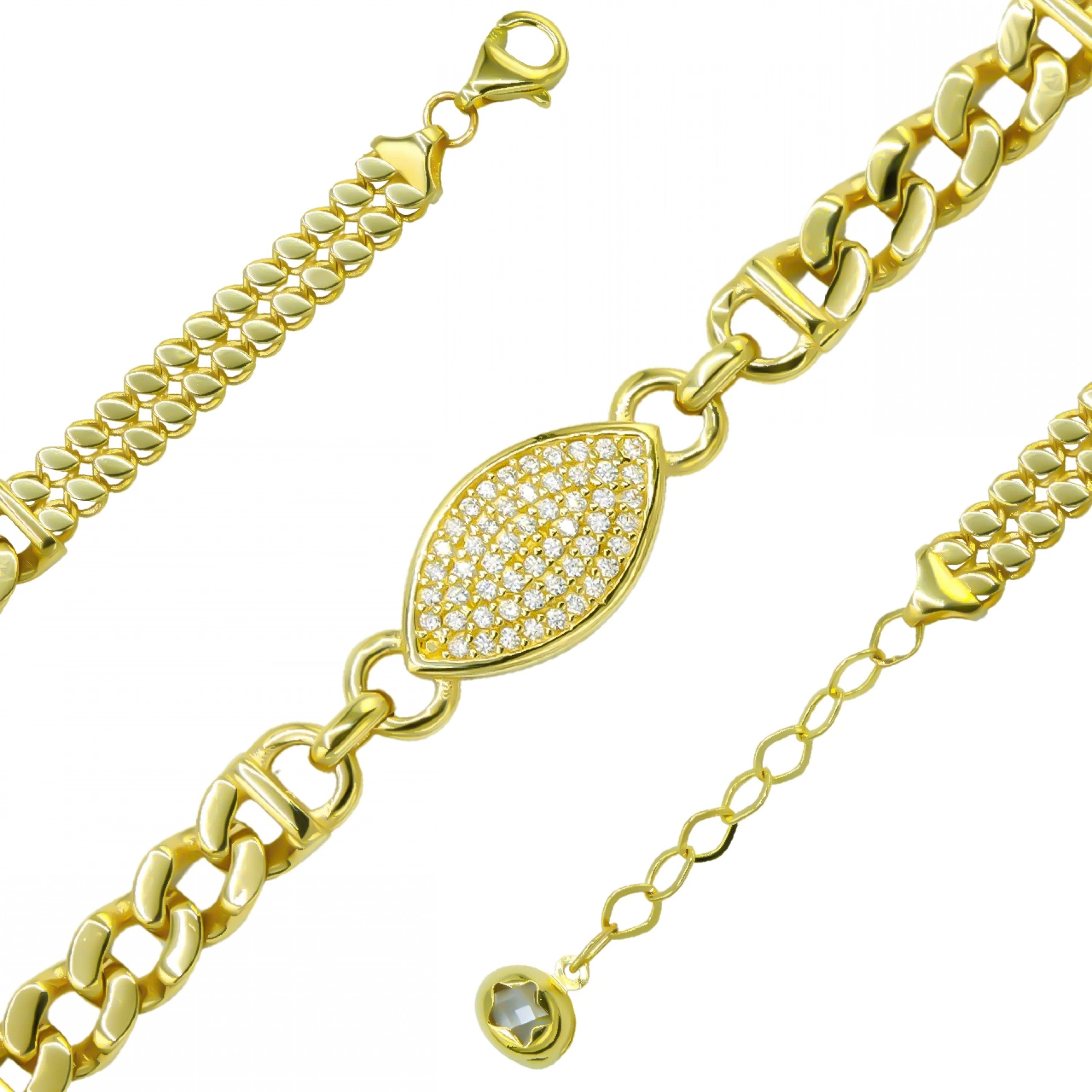 Büyük Göz Figürlü Pullu 14 Ayar Altın Bileklik