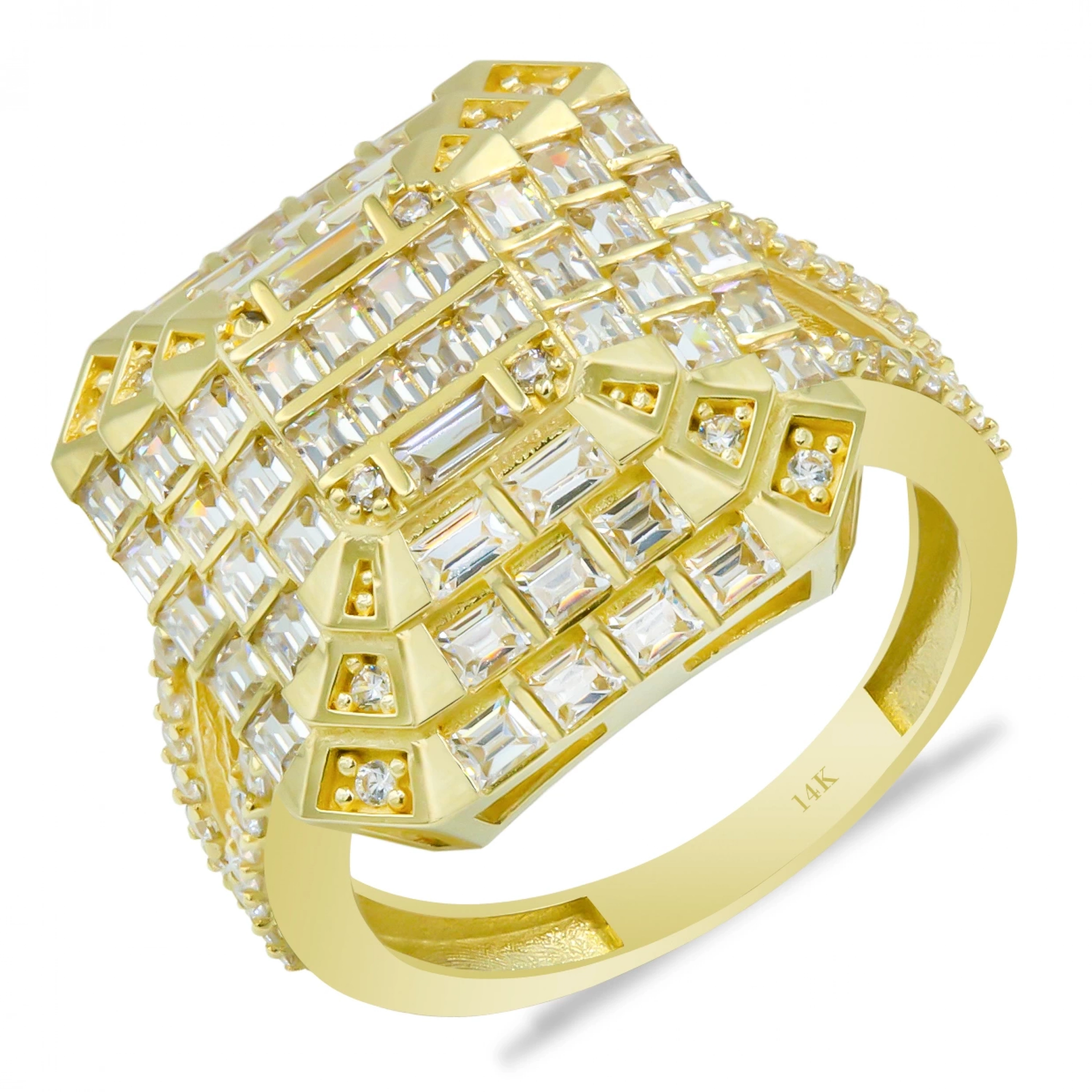 Büyük Piramit 14 Ayar Altın Baget Yüzük