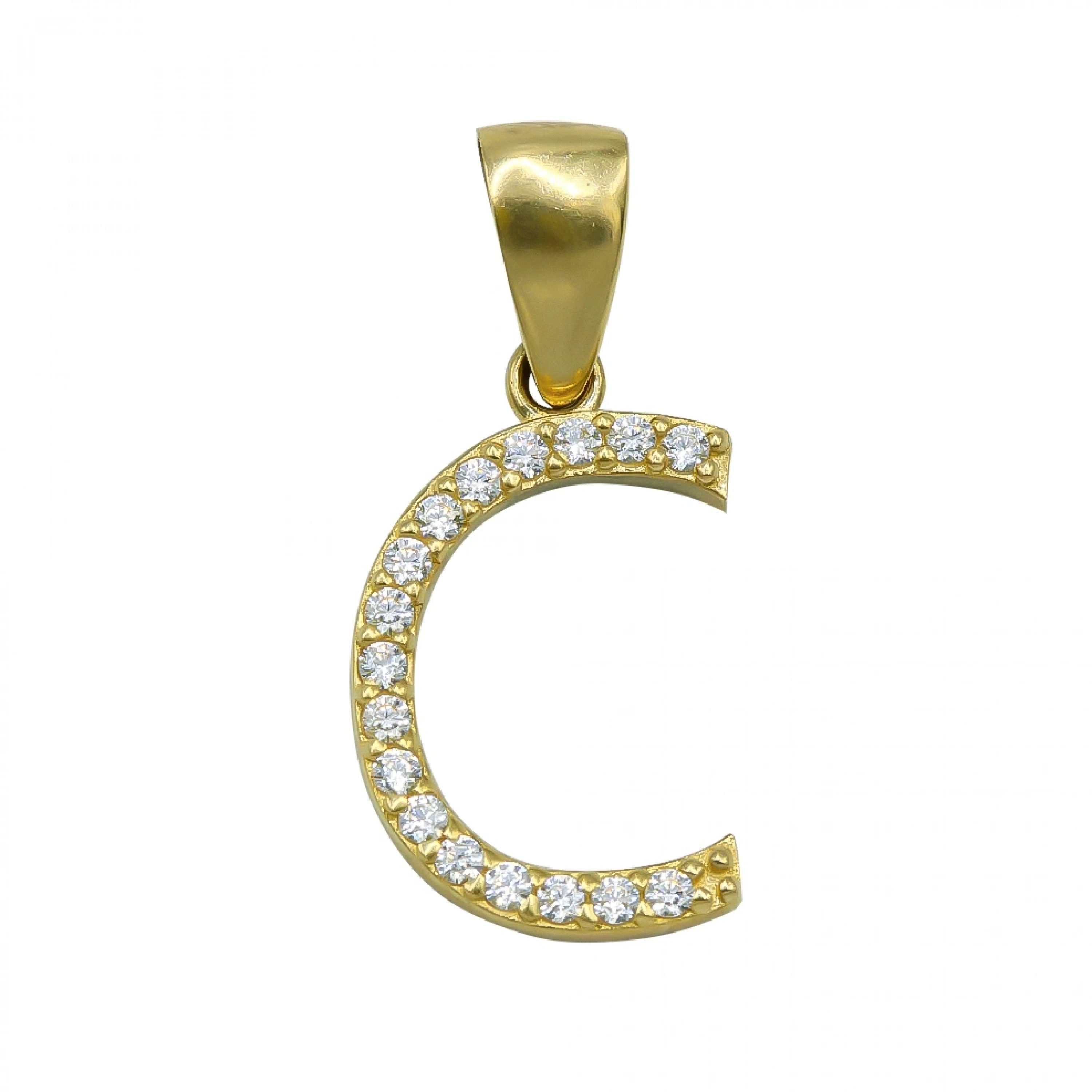 C Harfi 14 Ayar Altın Kolye Ucu