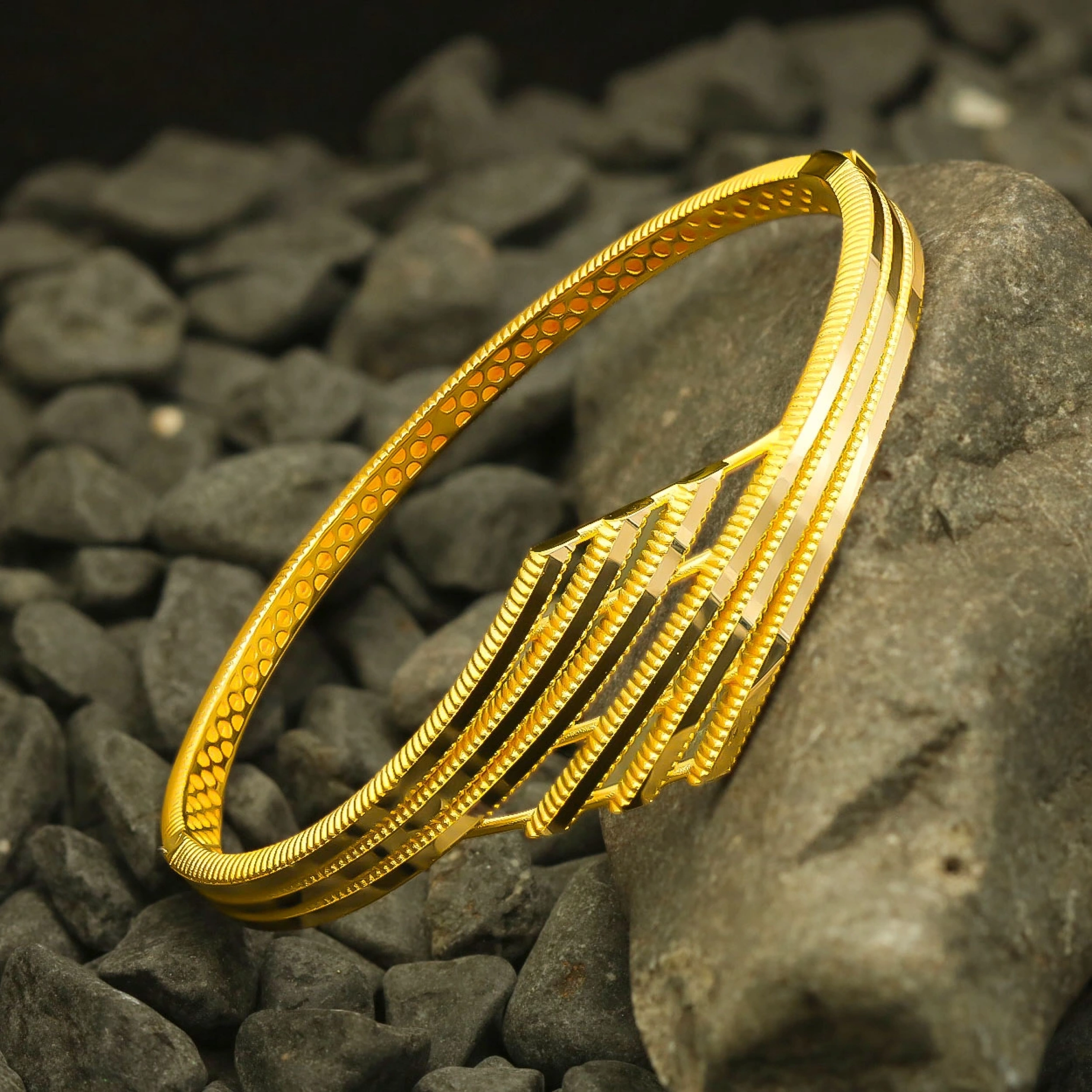 Çapraz Kaburga 14 Ayar Kelepçe Bilezik