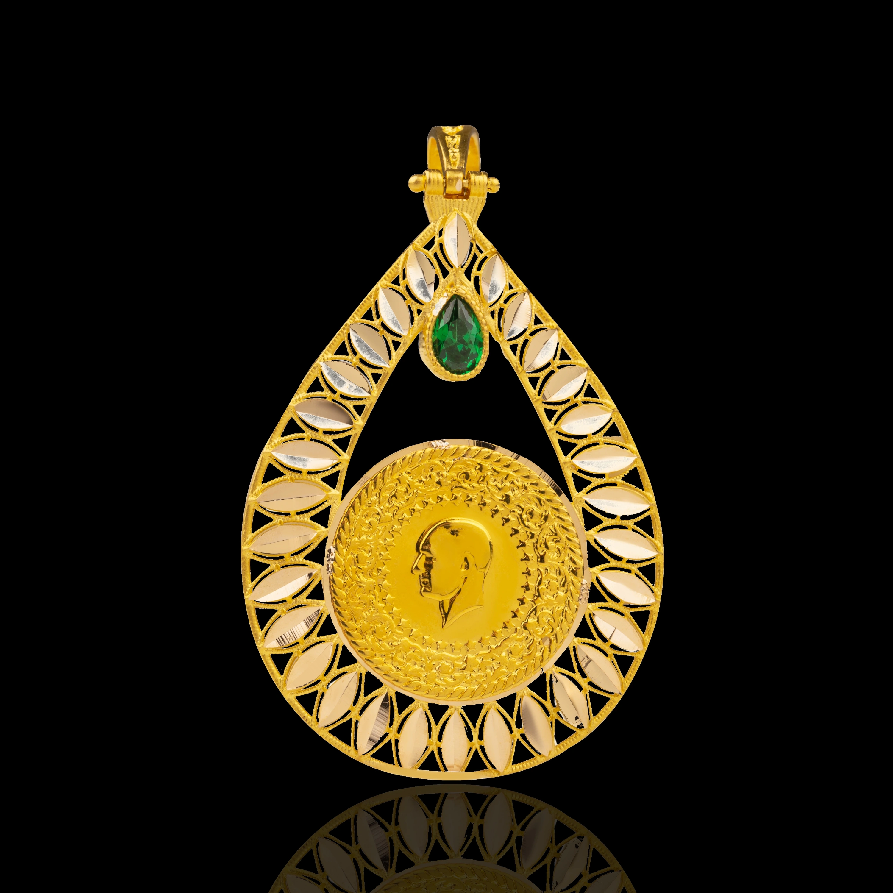 Çeyrek Baskılı 14 Ayar Altın Kolye Ucu