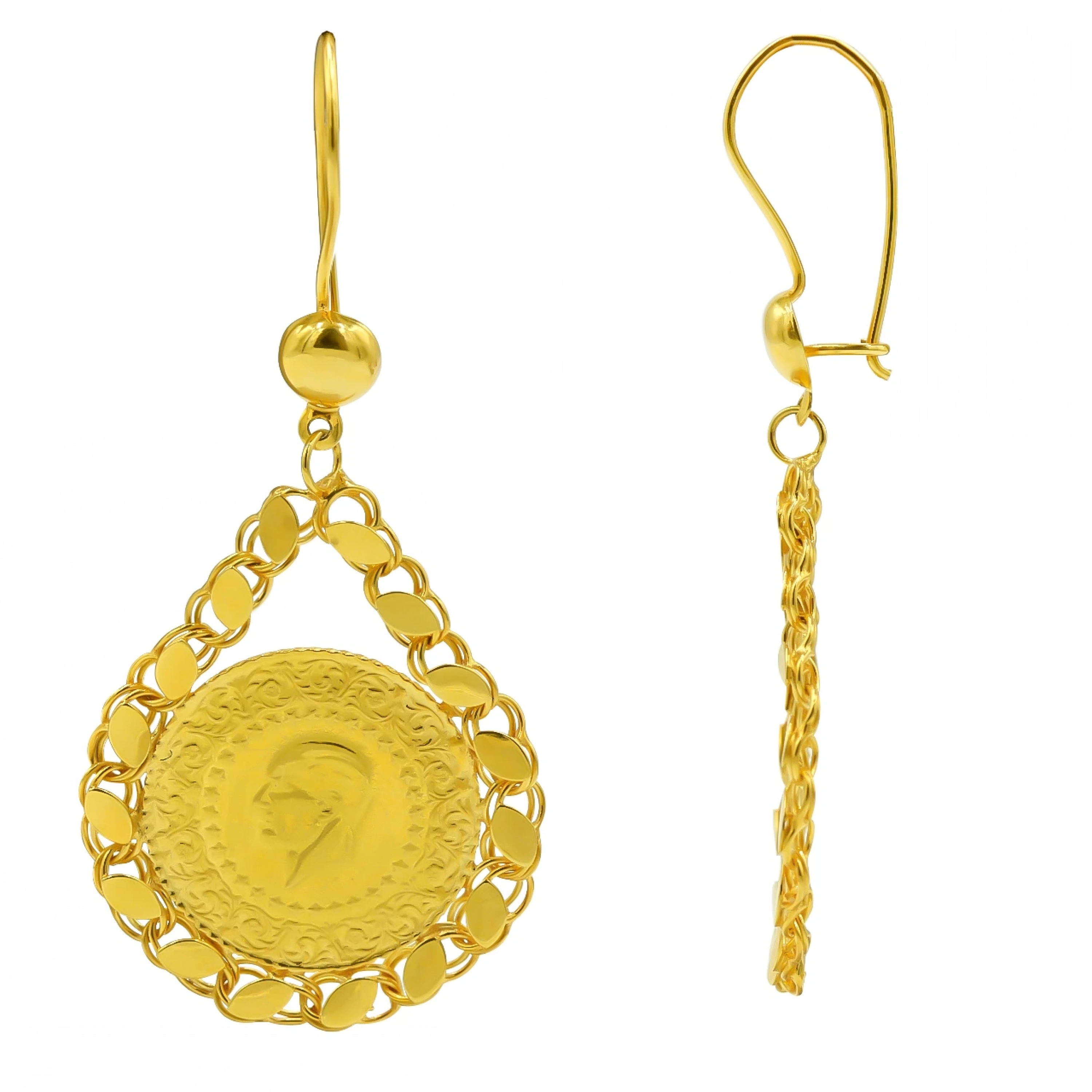 Çeyrekli 22Ayar Sallantılı Altın Küpe