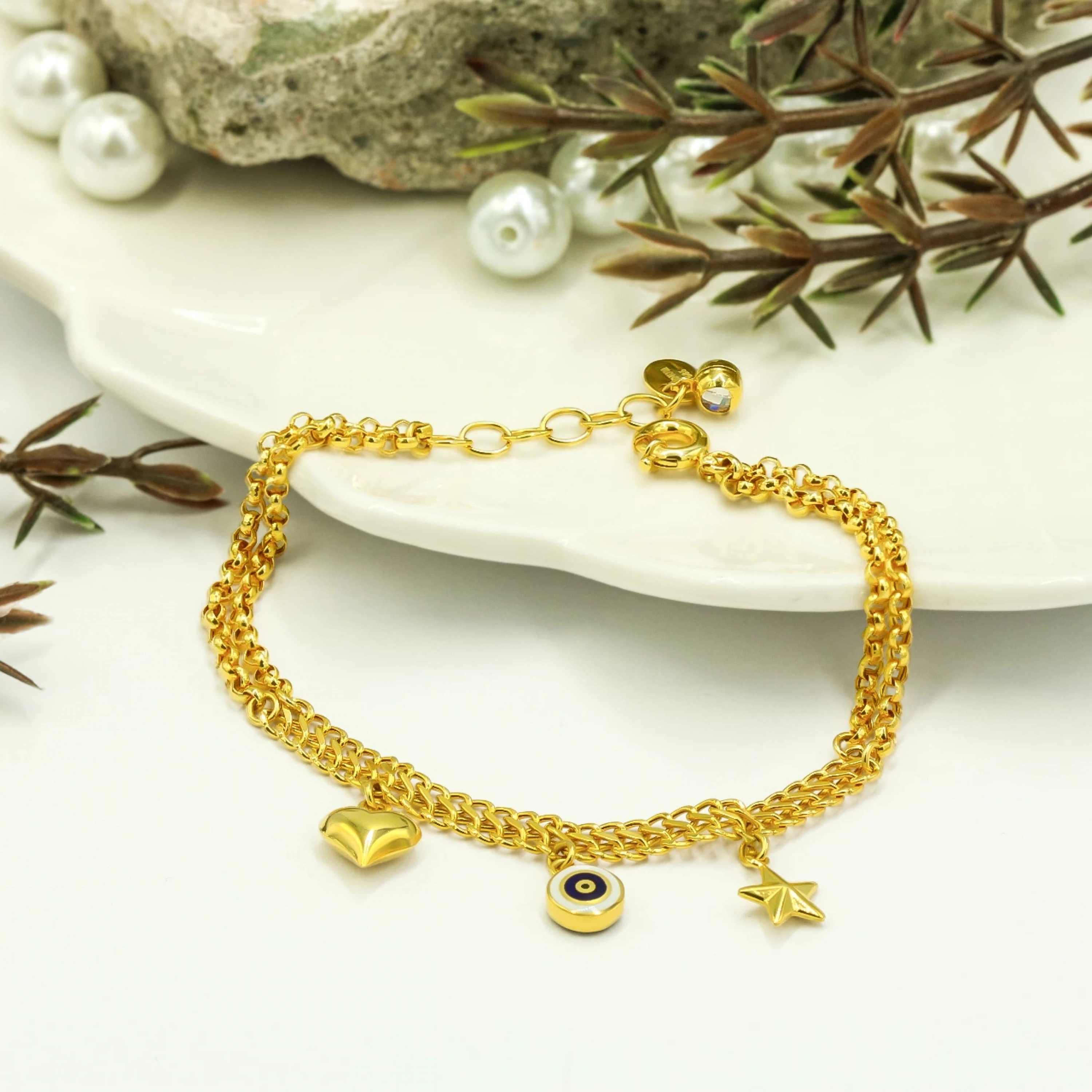 Charm 14 Ayar Altın Bileklik