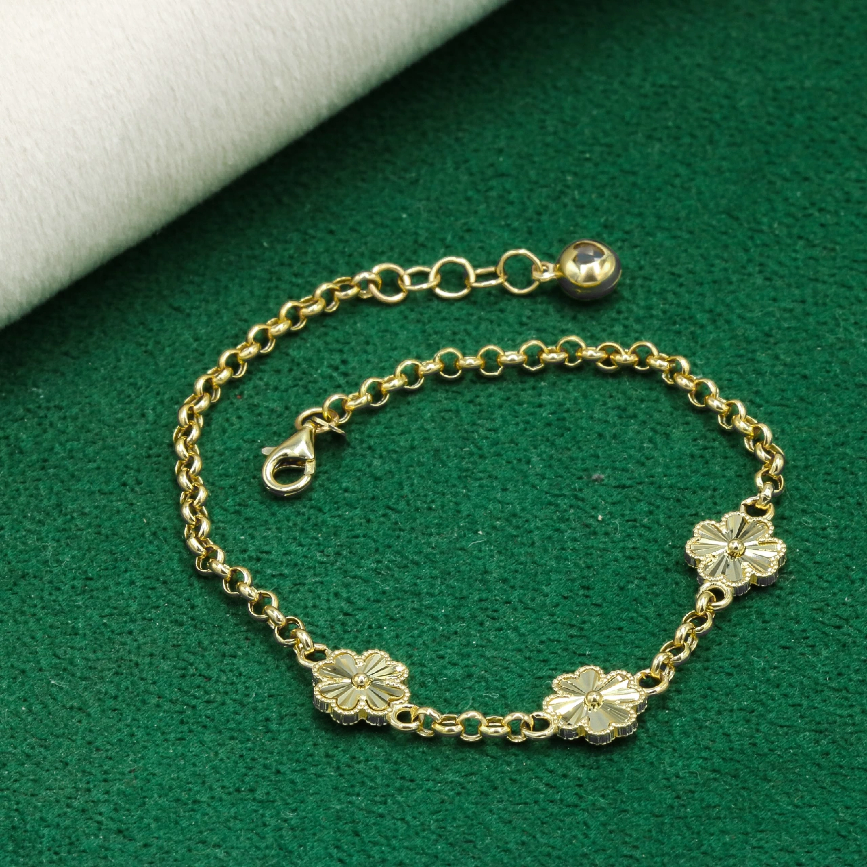 Çiçek Figürlü 14 Ayar Altın Bileklik