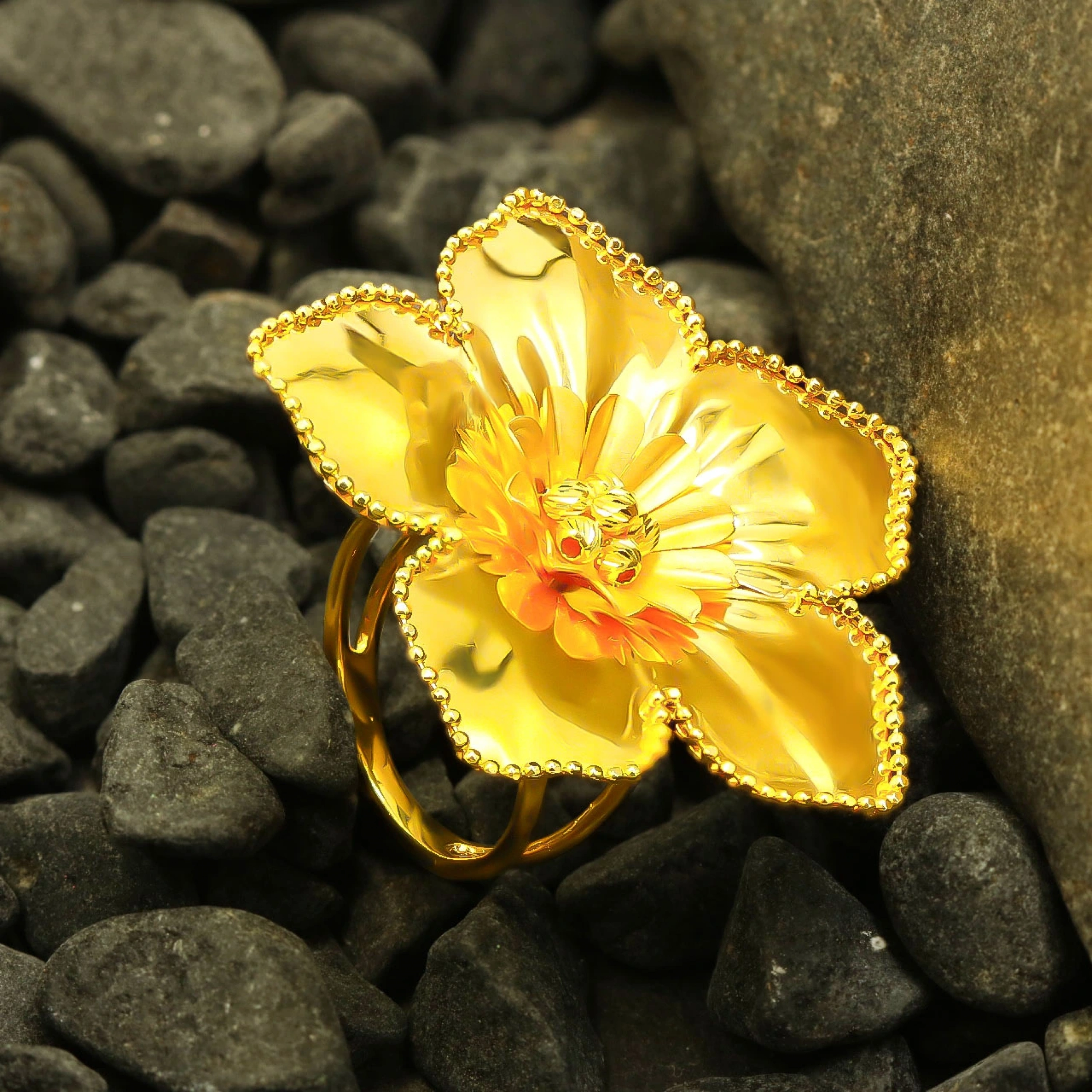 Çiçek Model 14 Ayar Altın Yüzük