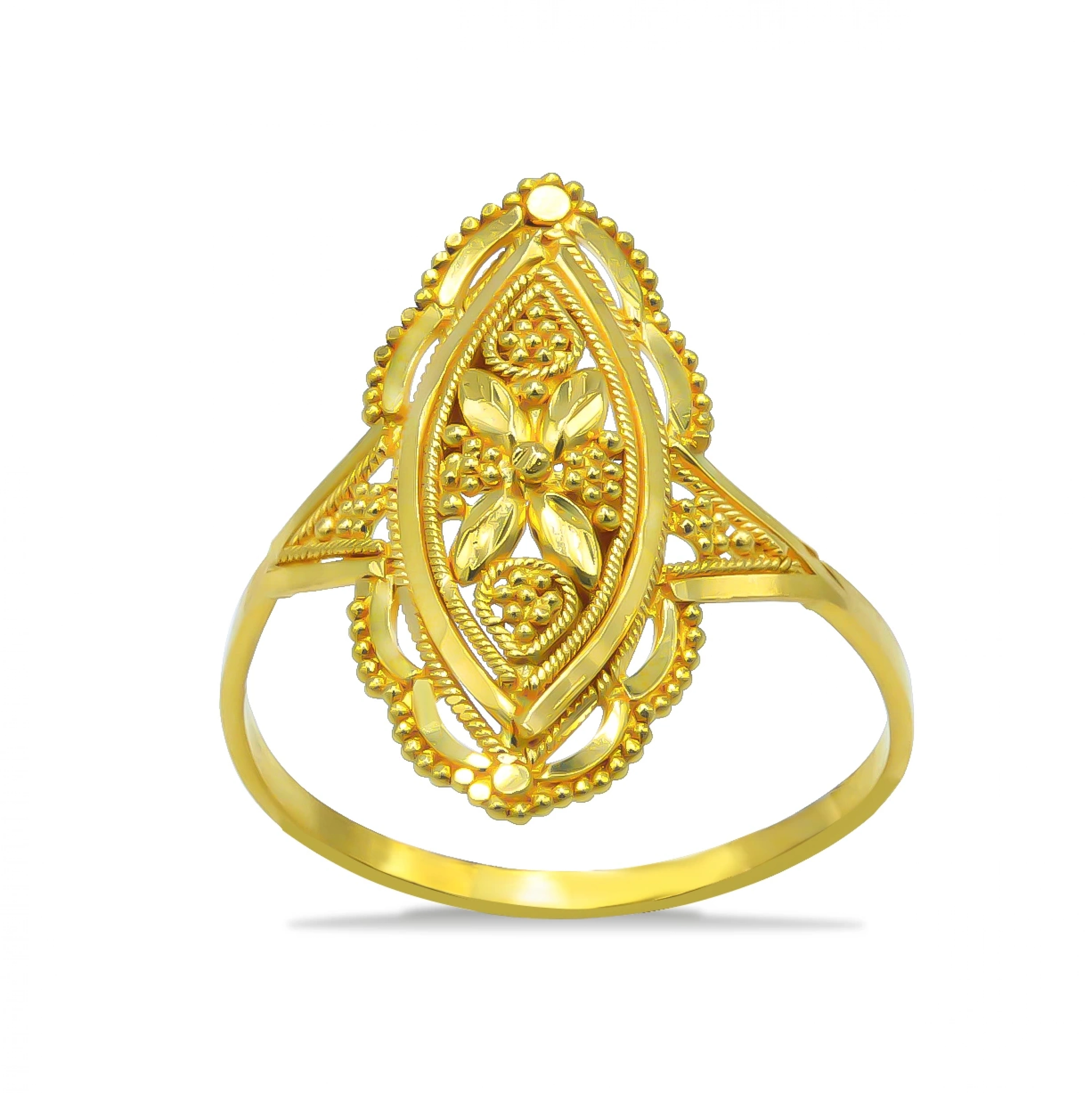 Çiçek Motifli 22 Ayar Altın Yüzük