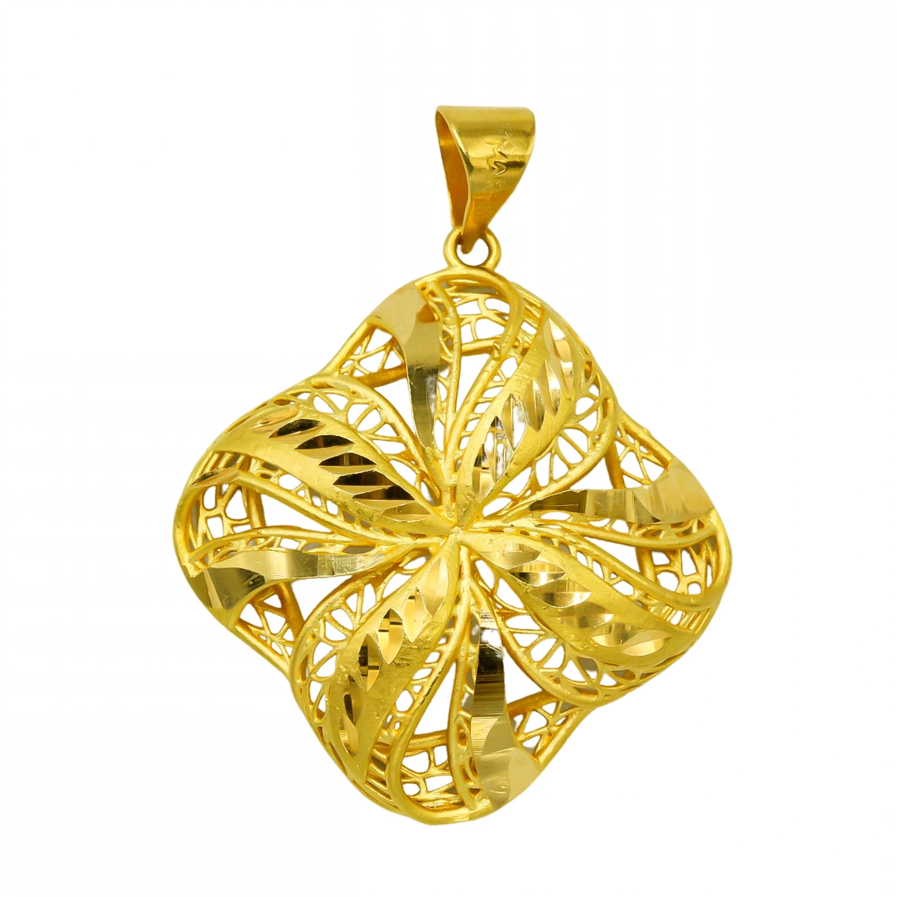 Çiçek Motifli Telkari 22 Ayar Altın Kolye Ucu