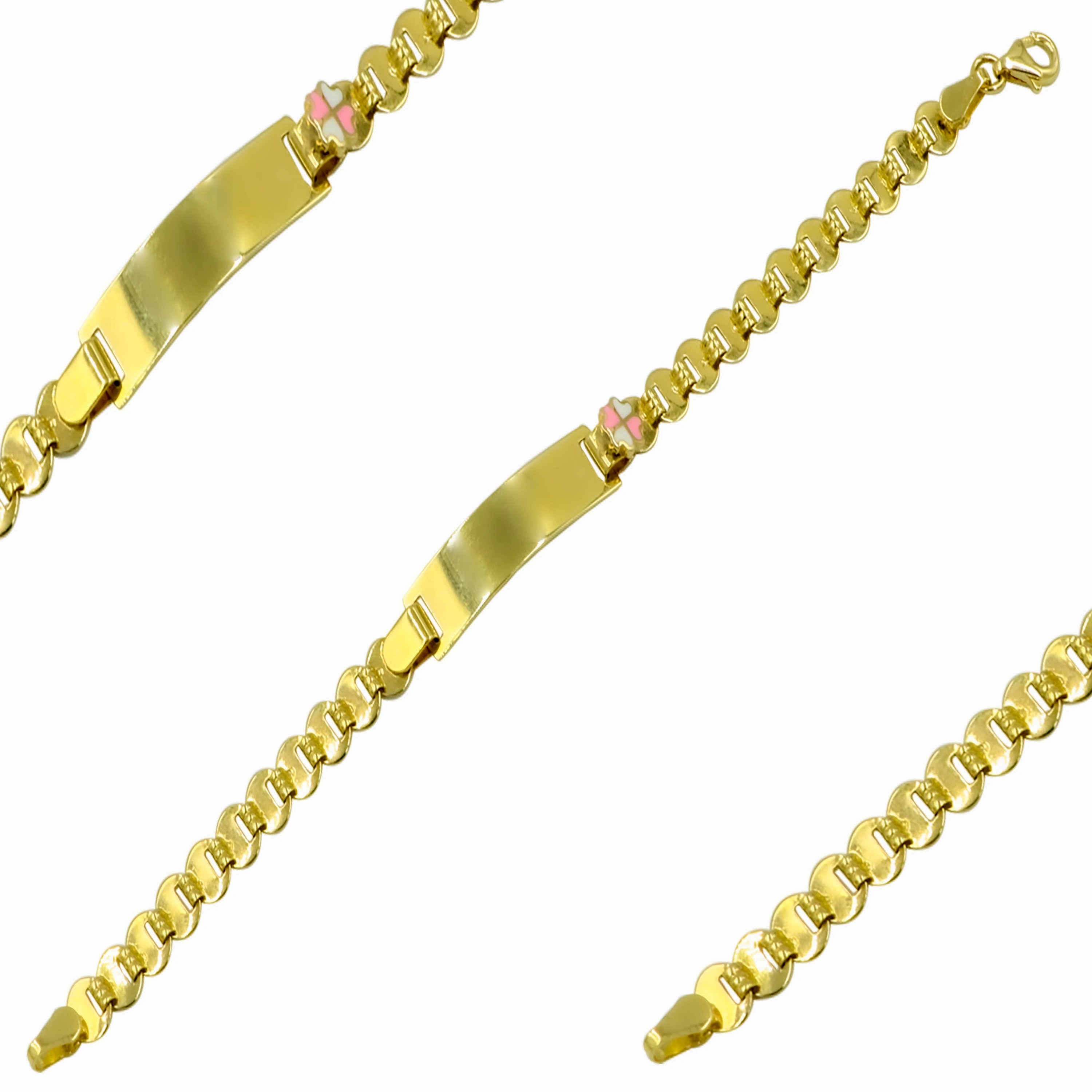 Çiçekli 14 Ayar Altın Çocuk Künyesi