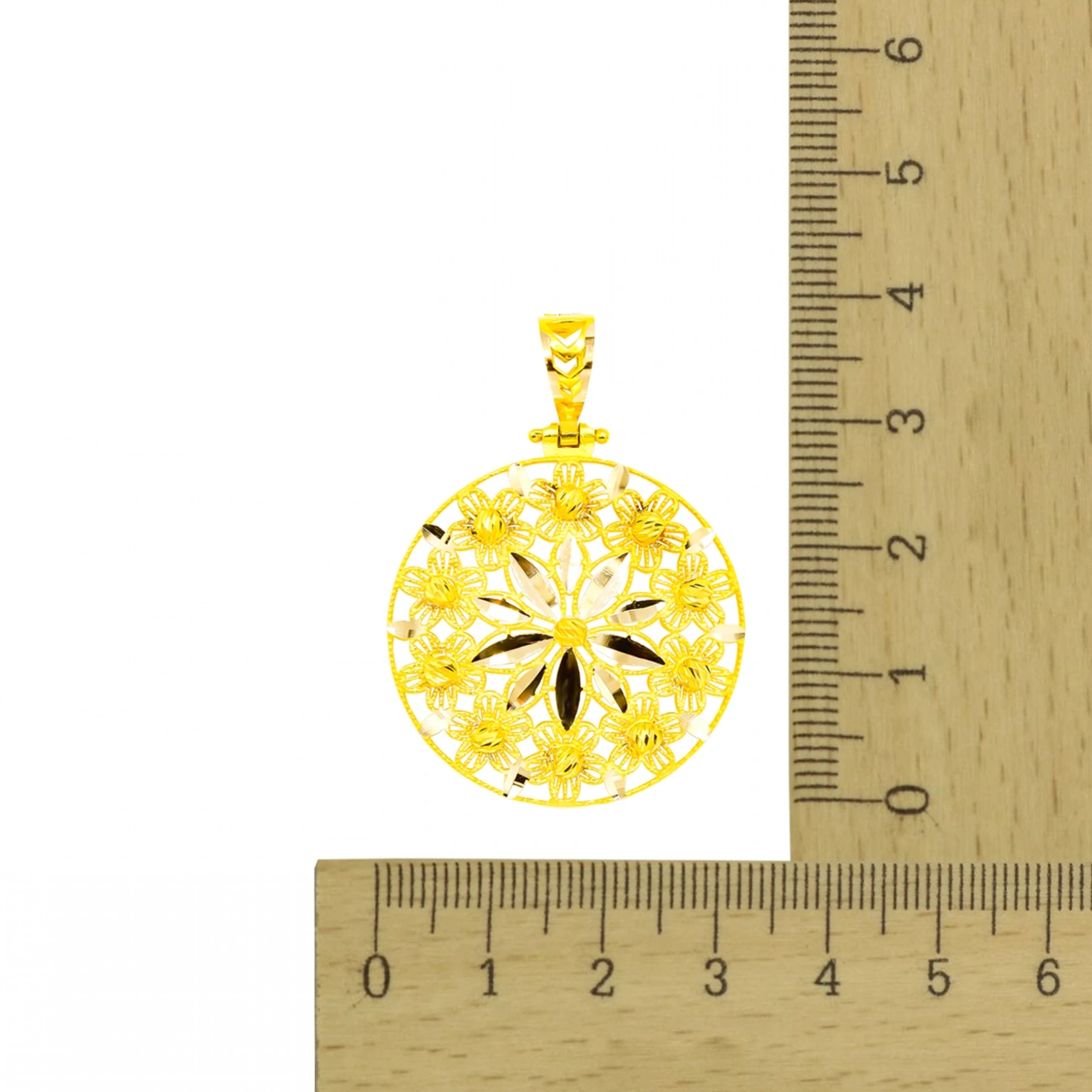 Çiçekli 14 Ayar Altın Kolye Ucu