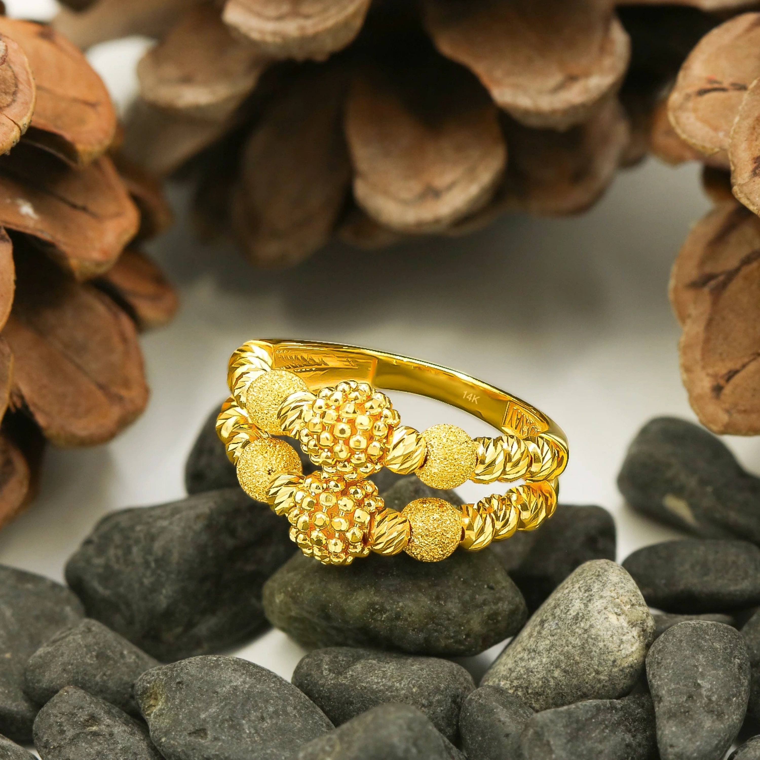 2 Sıra Dorika Tasarım 14 Ayar Altın Yüzük