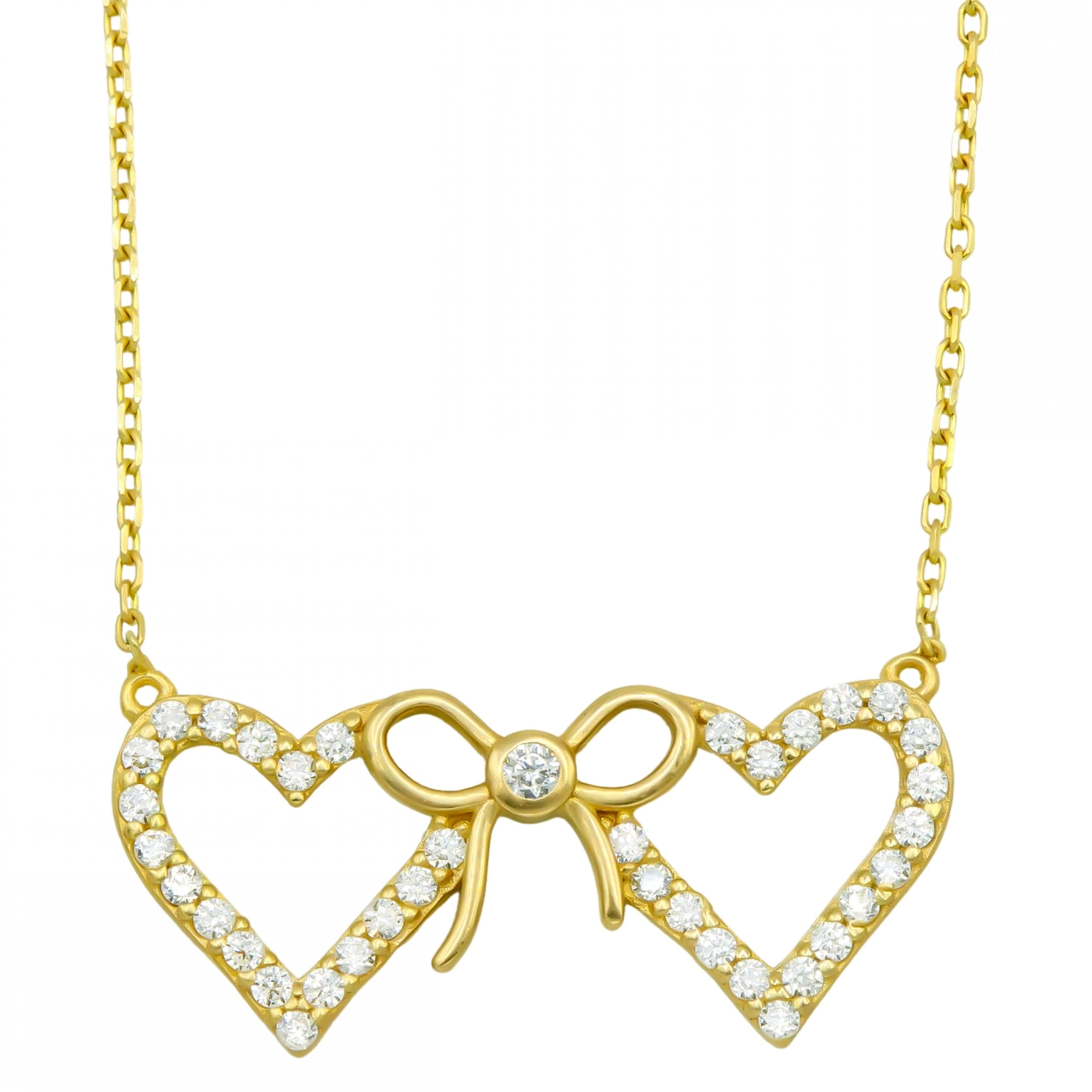 Çift Kalp 8 Ayar Altın Kolye