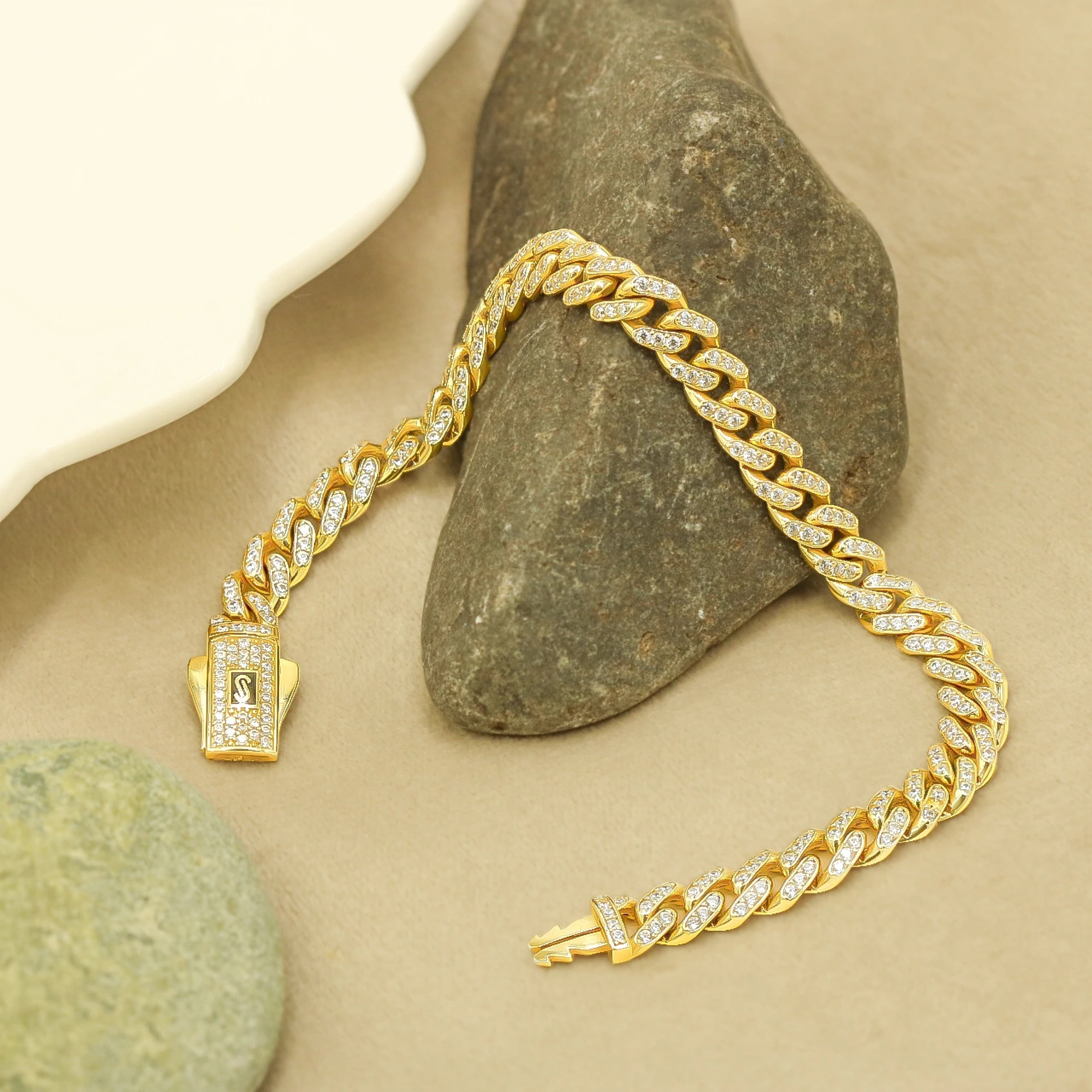 Taşlı Gurmet Model 14 Ayar Altın Bileklik