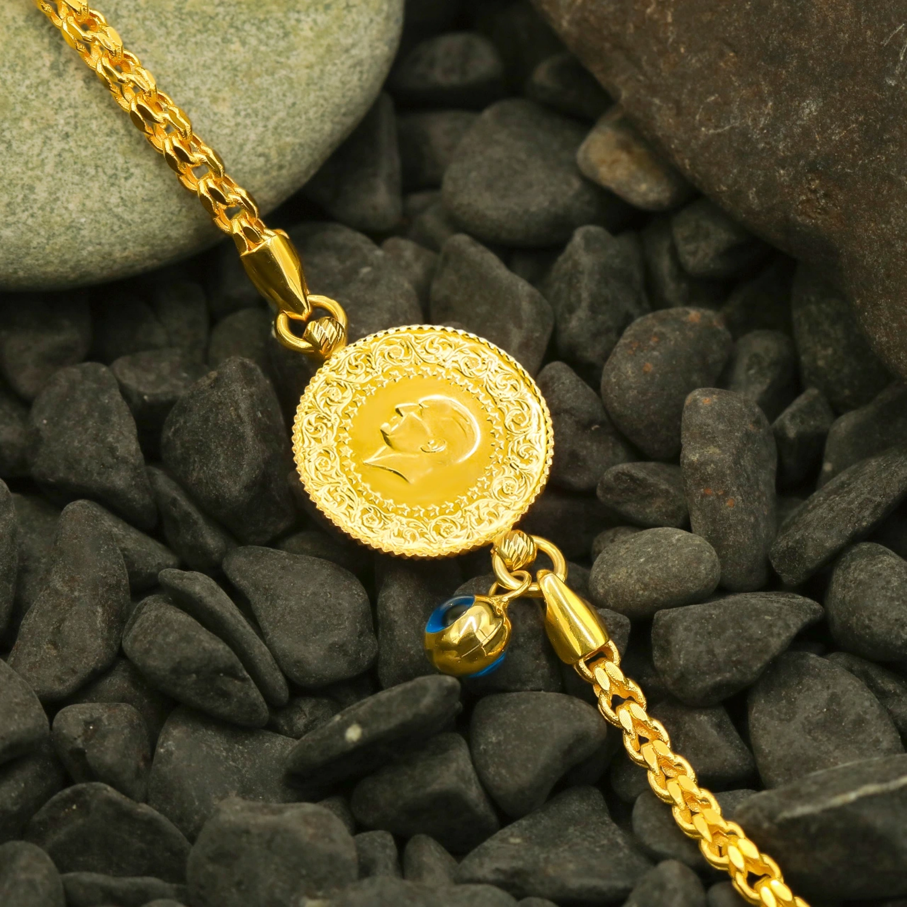 Çift Sıra Çeyrekli 14 Ayar Altın Bileklik