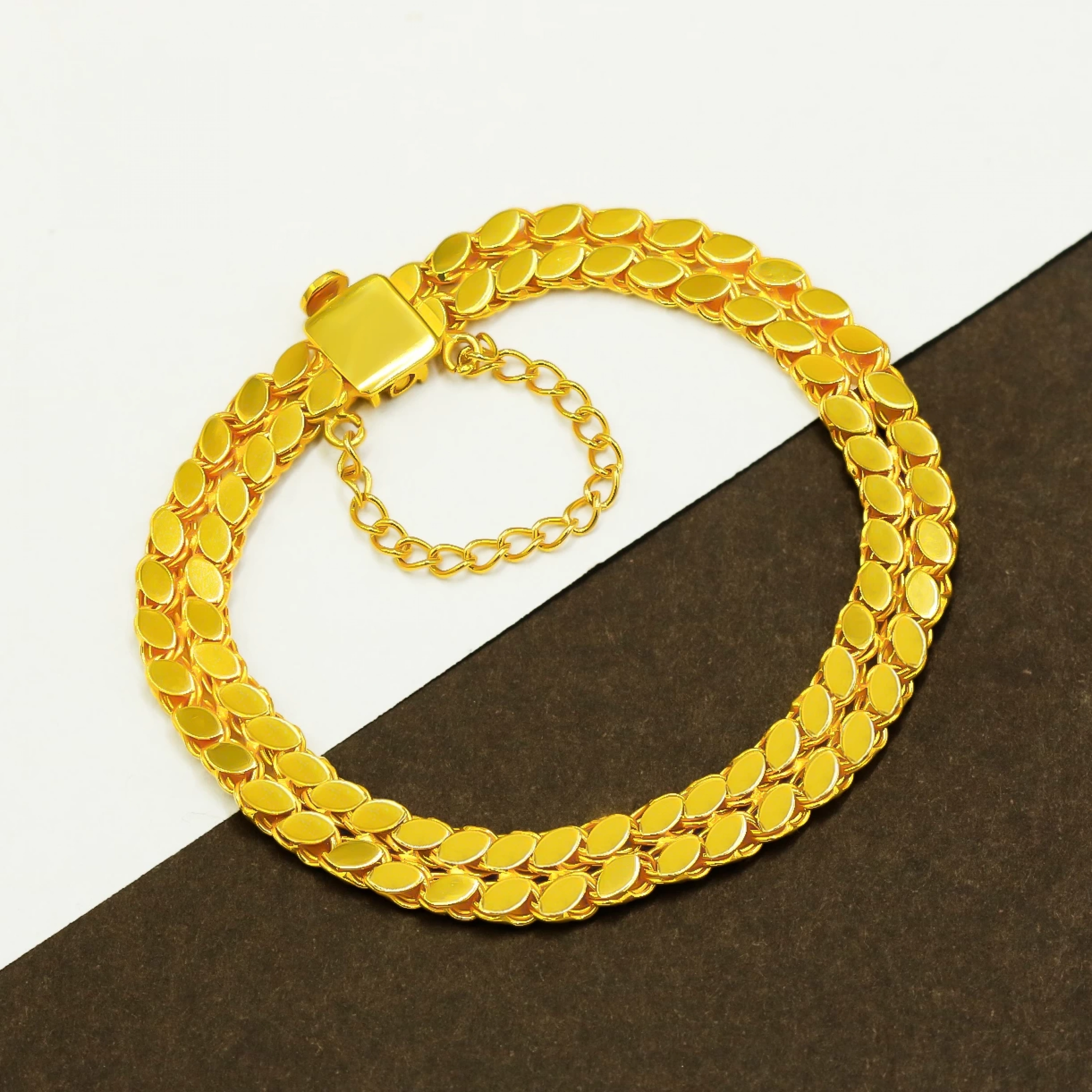 Çift Sıra Pullu 22 Ayar Altın Bileklik