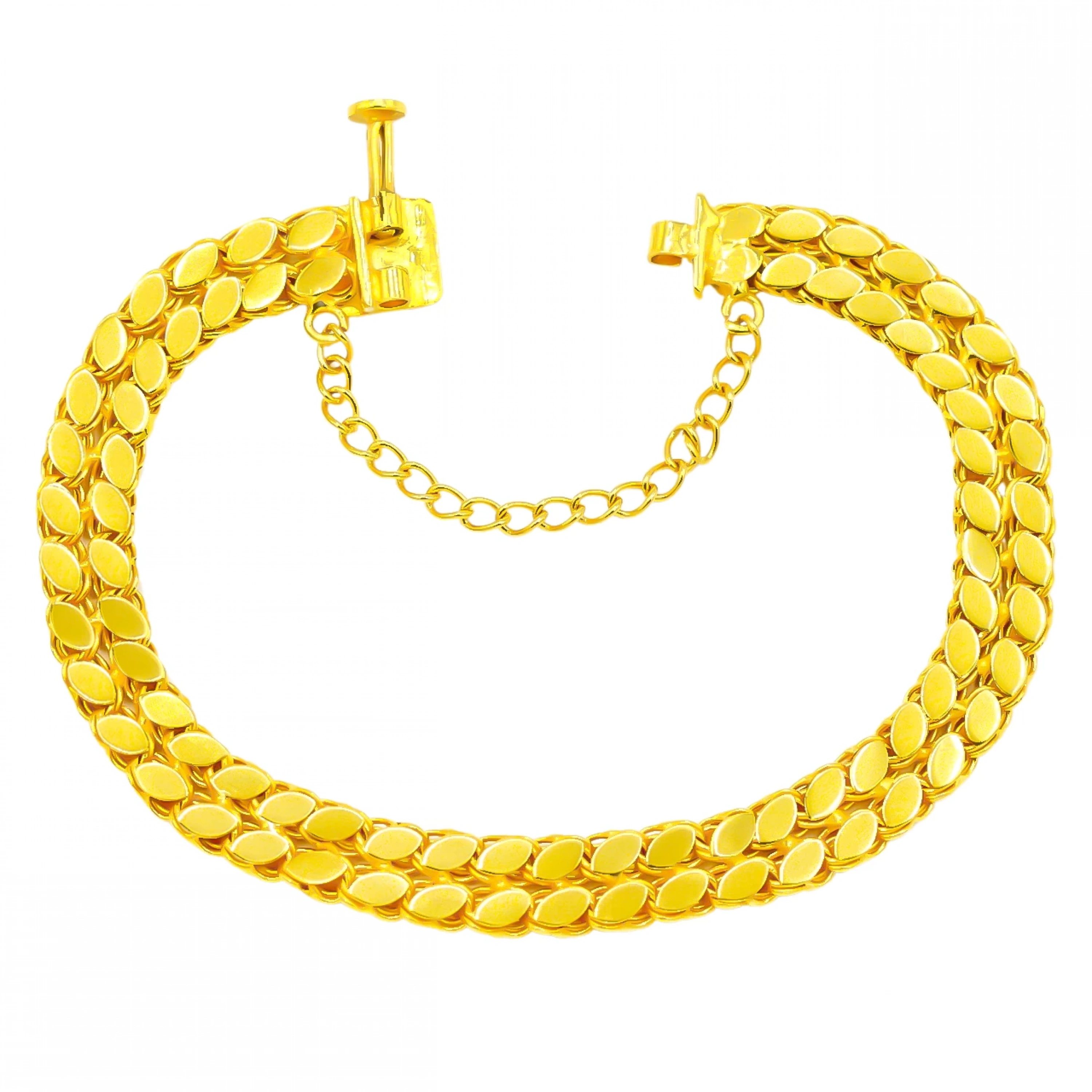 Çift Sıra Pullu 22 Ayar Altın Bileklik