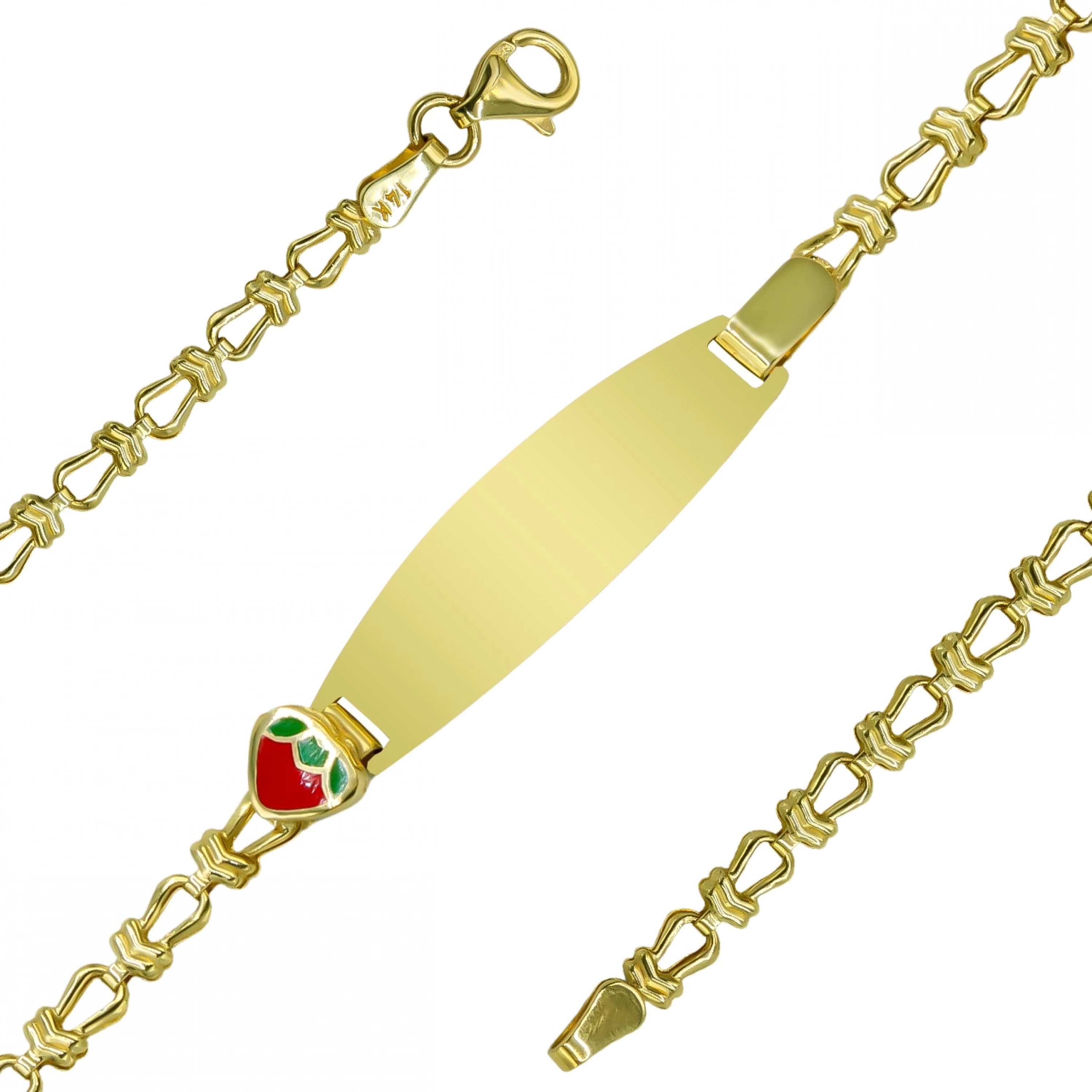 Çilek Plakalı 14 Ayar Altın Çocuk Künyesi