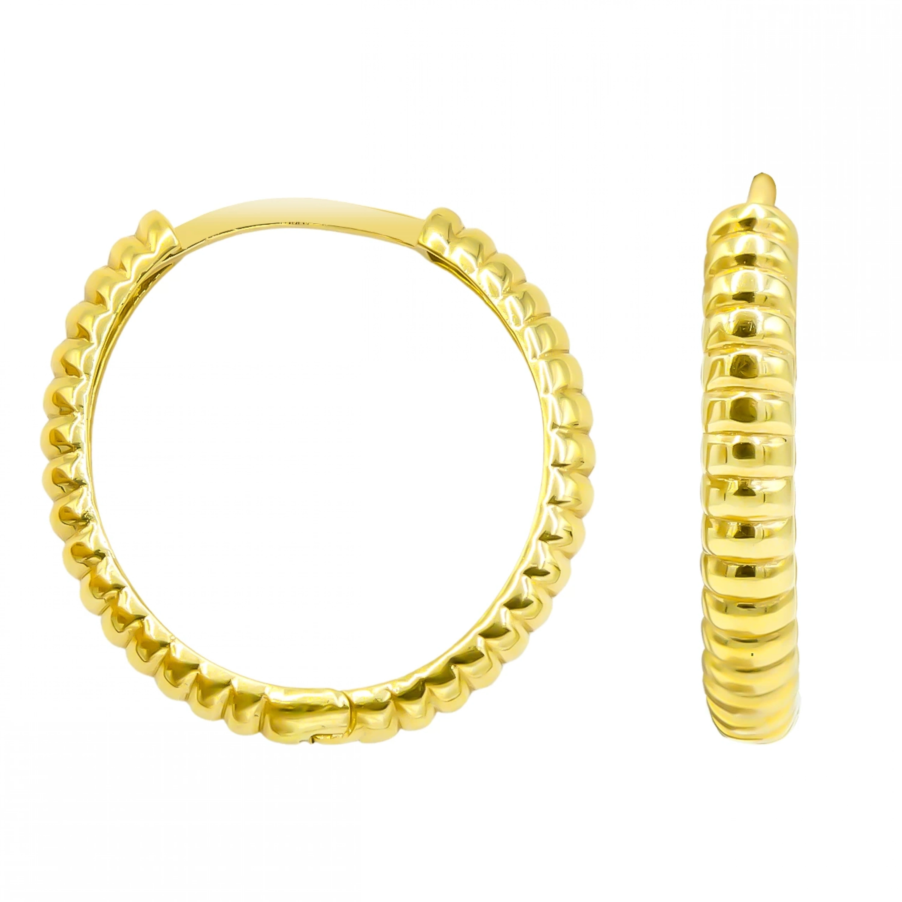 Desenli Halka 14 Ayar Altın Küpe