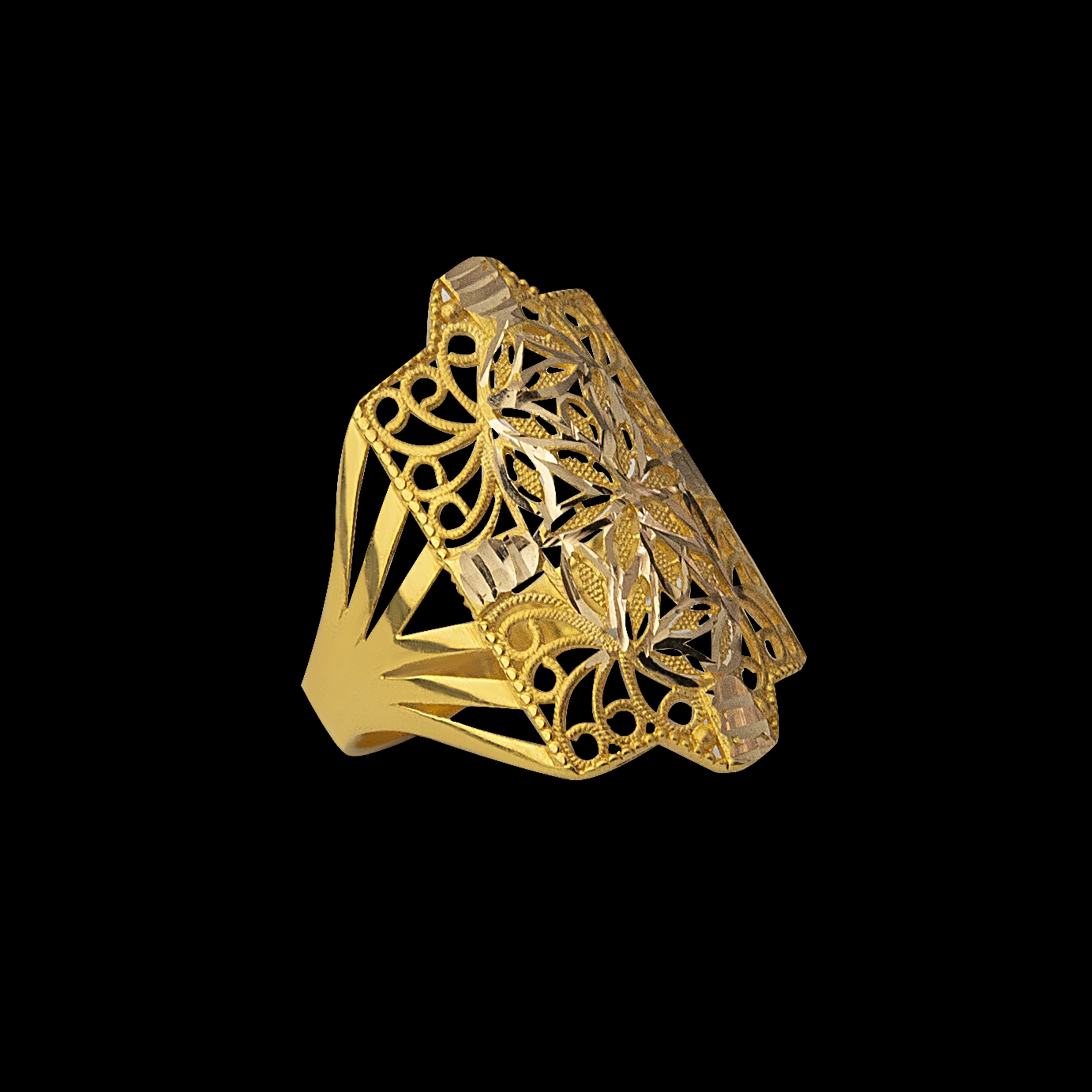 Desenli Model 14 Ayar Altın Yüzük