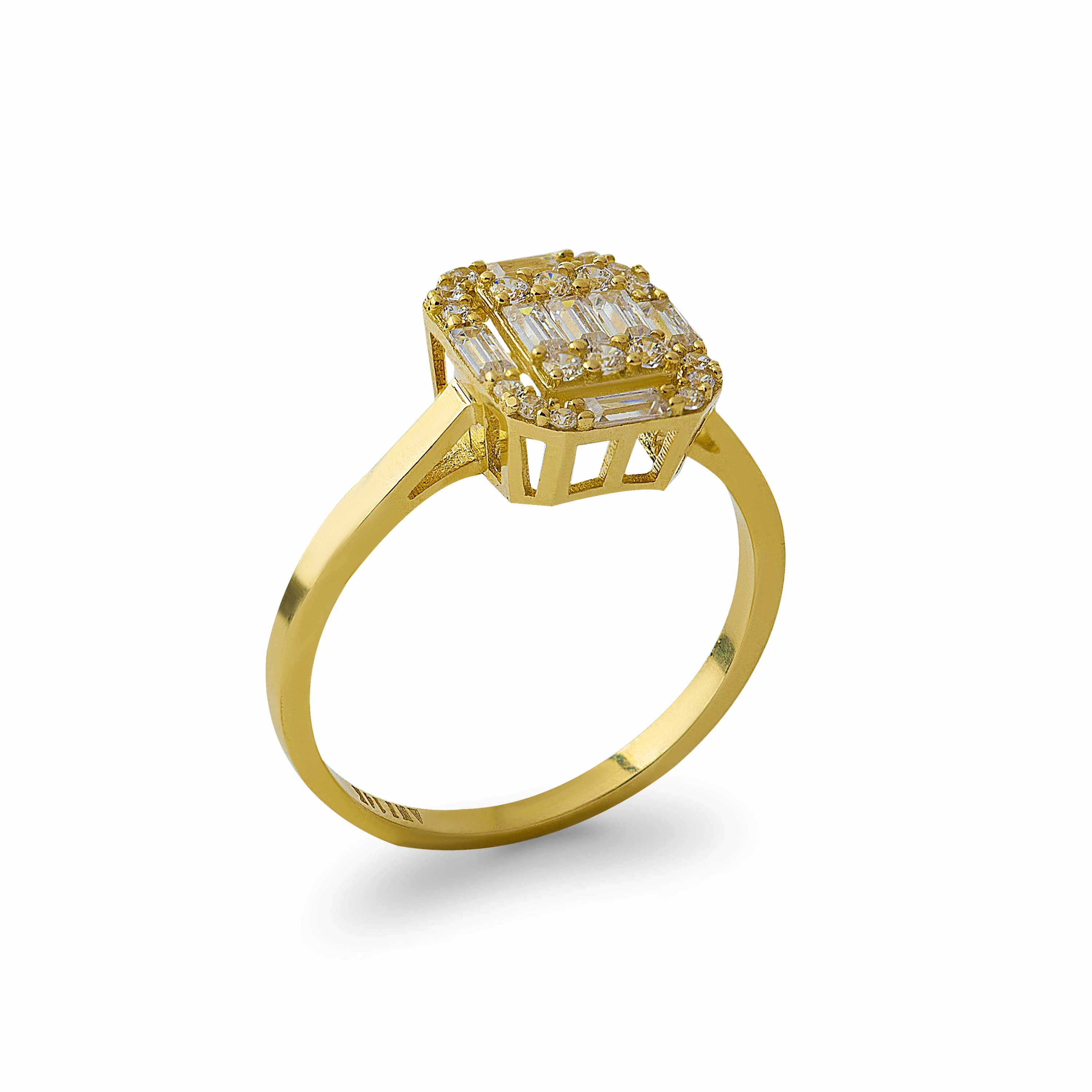 Dikdörtgenn Kesim 14 Ayar Altın Yüzük