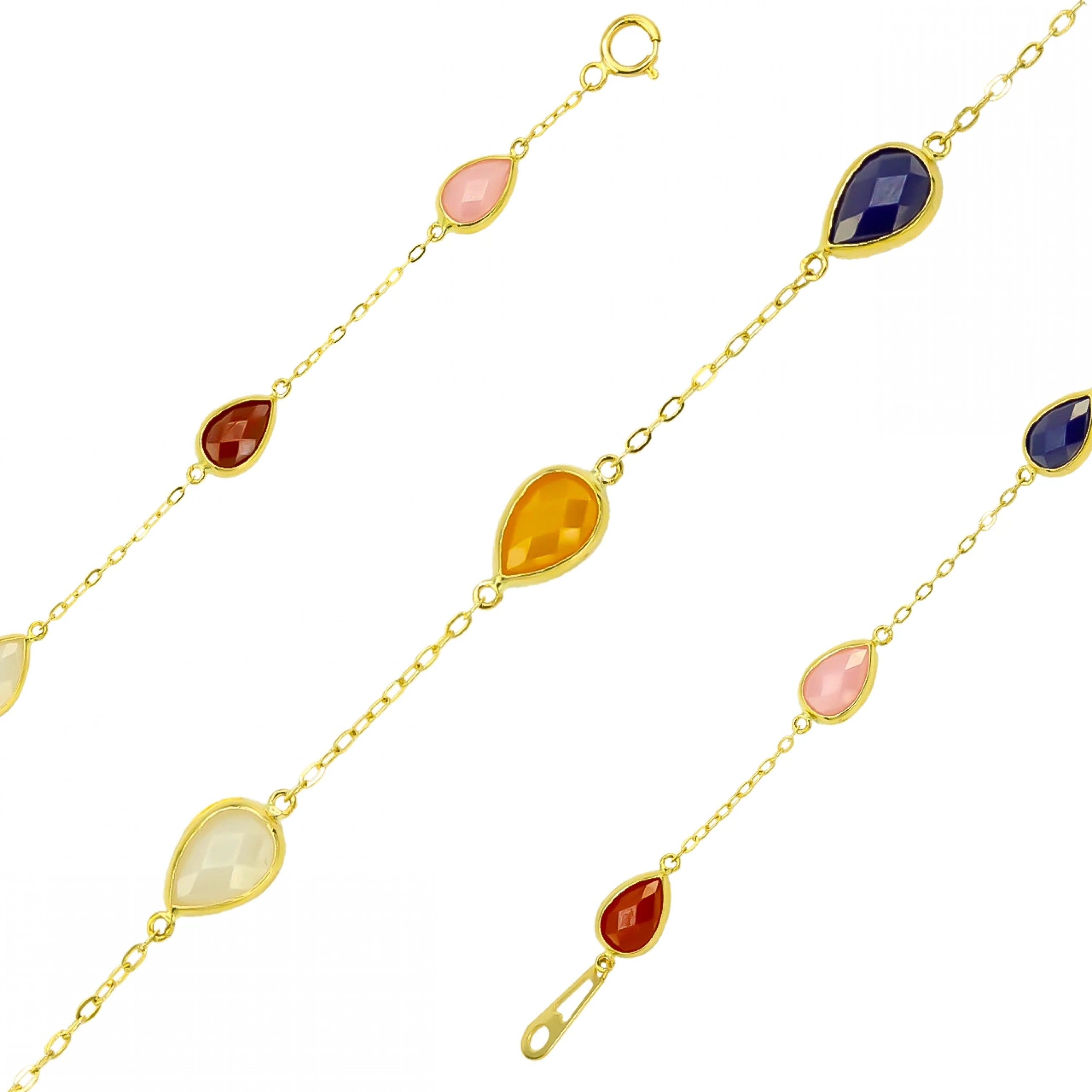 Doğal Taşlı14 Ayar Altın Bileklik