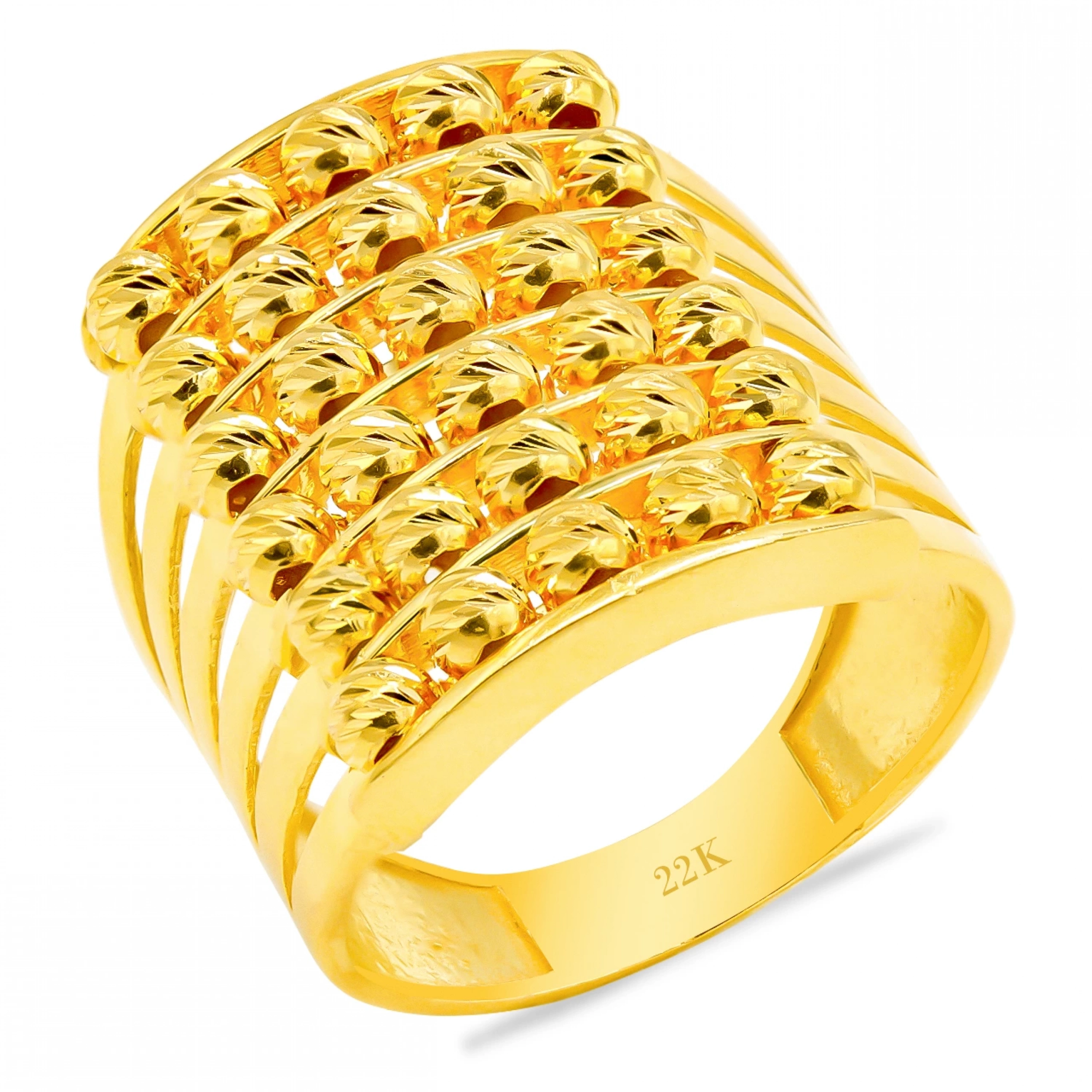 6 Sıra Dorika Kaburga 22 Ayar Altın Yüzük