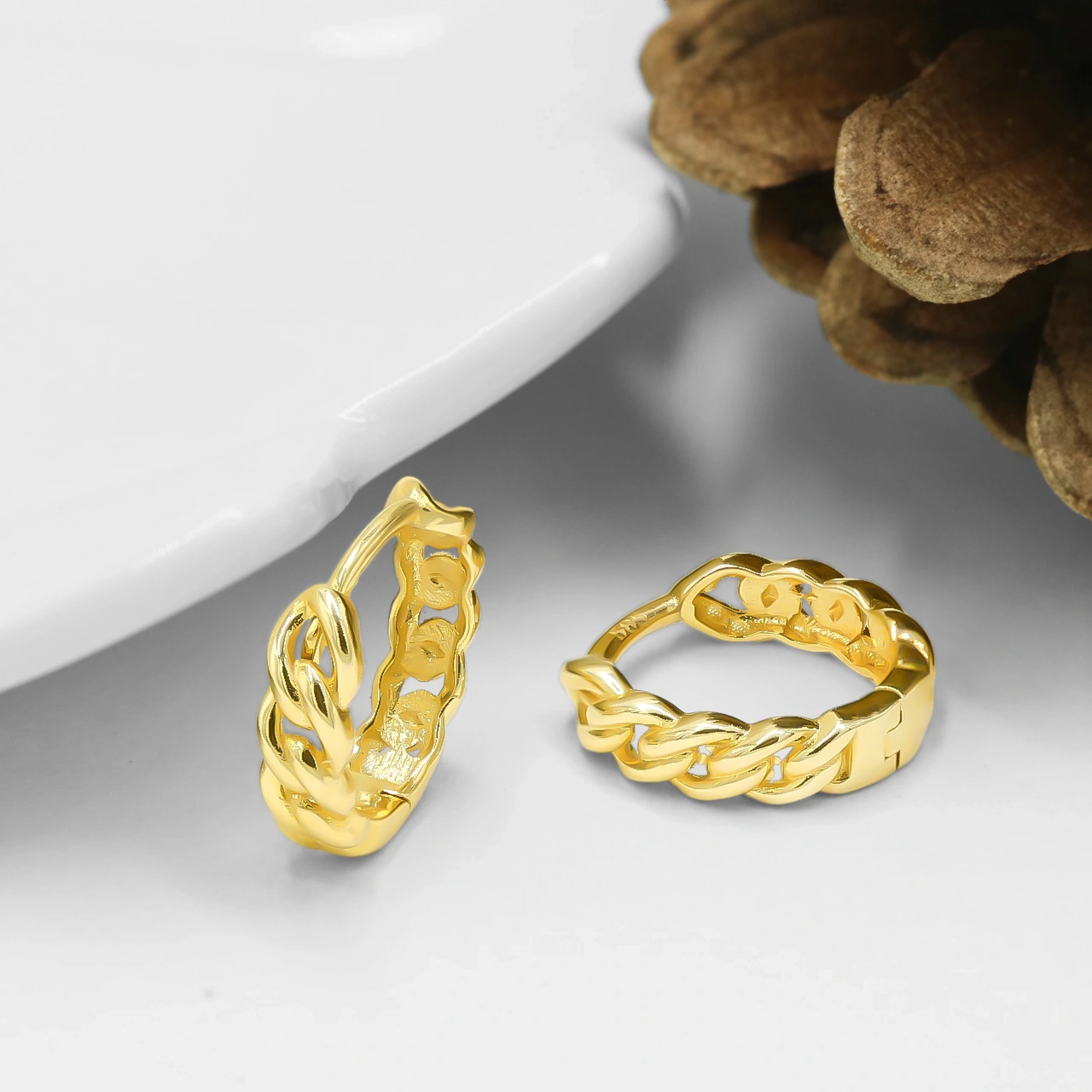 İtalyan Zincir 14 Ayar Halka Altın Küpe