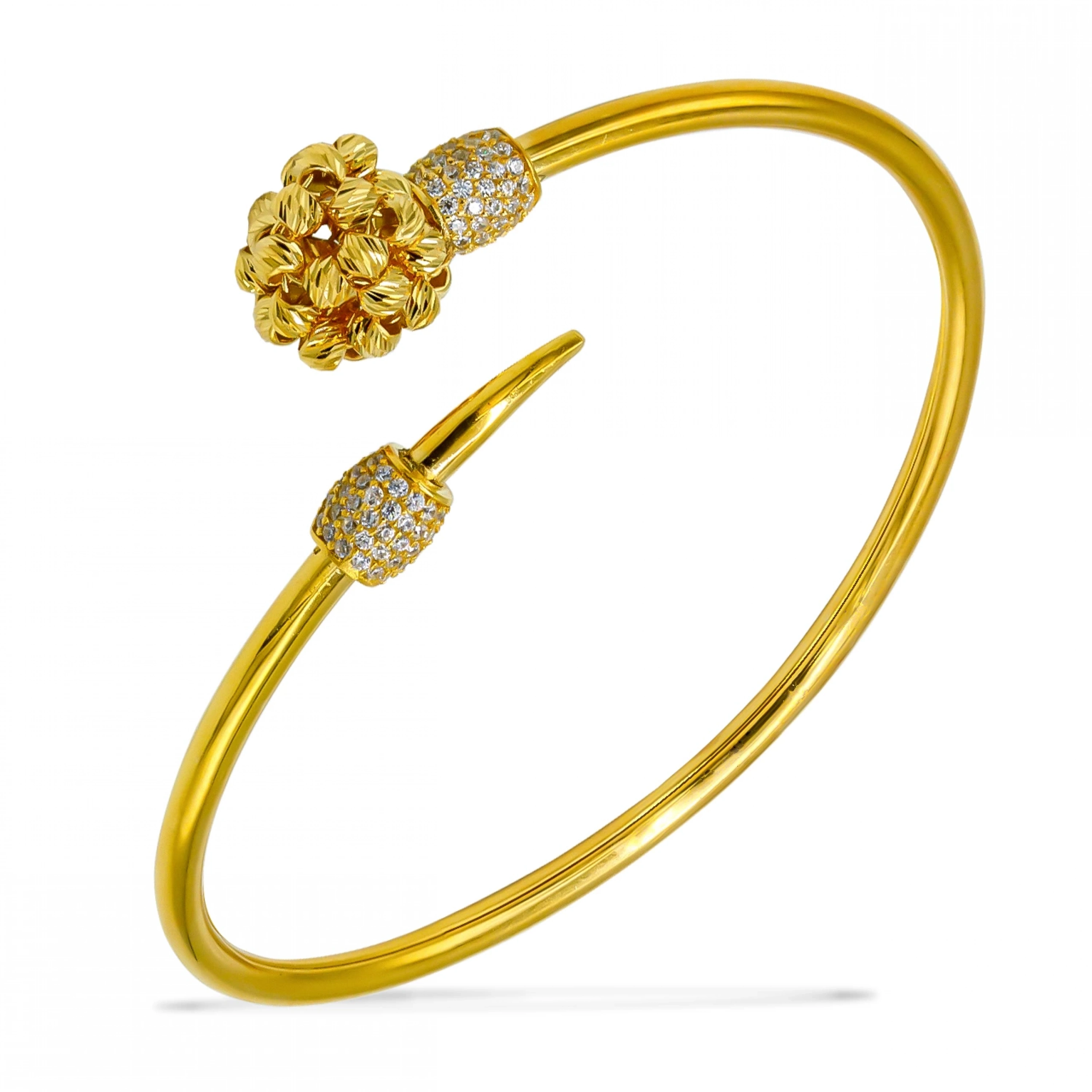 Dorika Top Taşlı 14 Ayar Kelepçe Bilezik