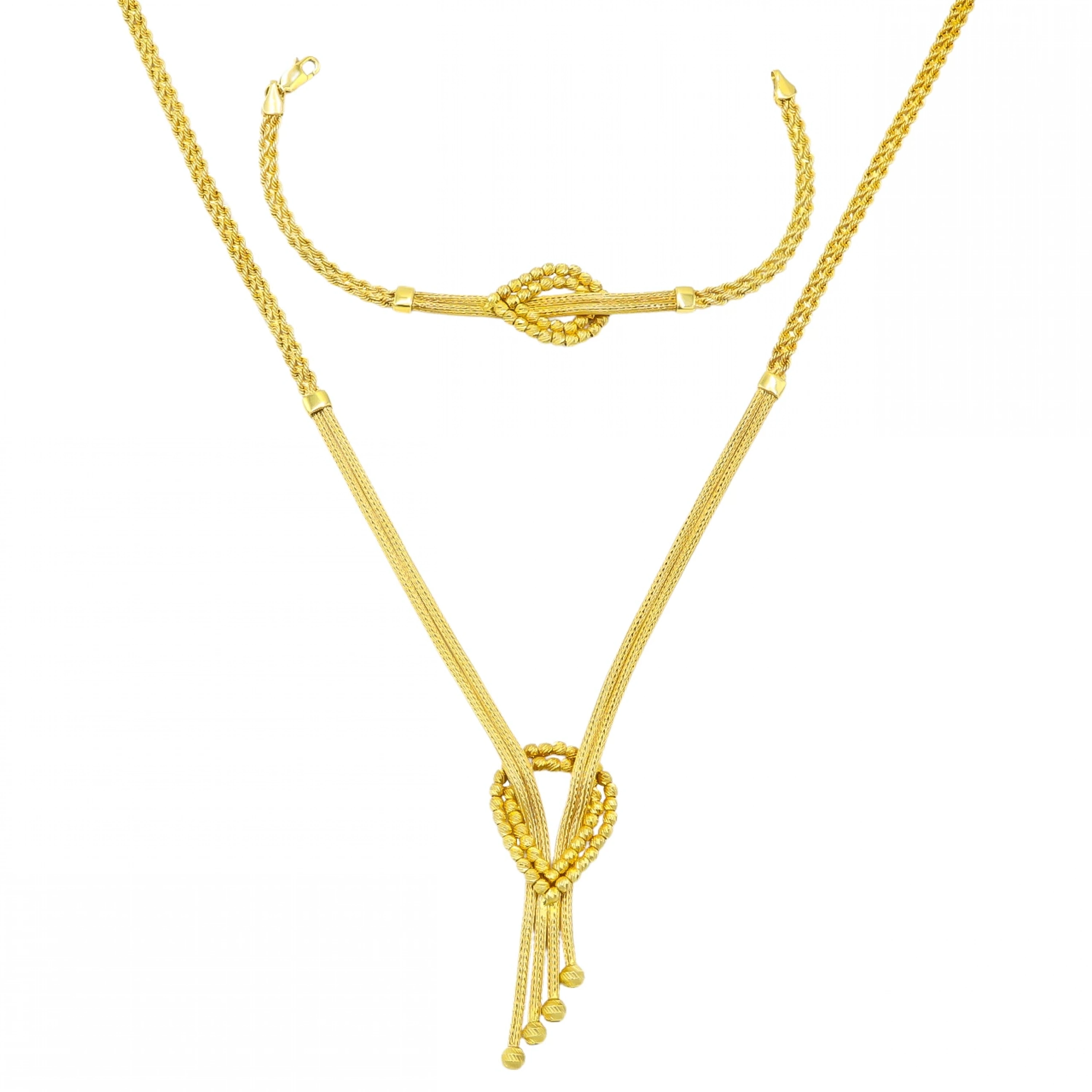 Dorikalı Örgü 8 Ayar İkili Altın Set