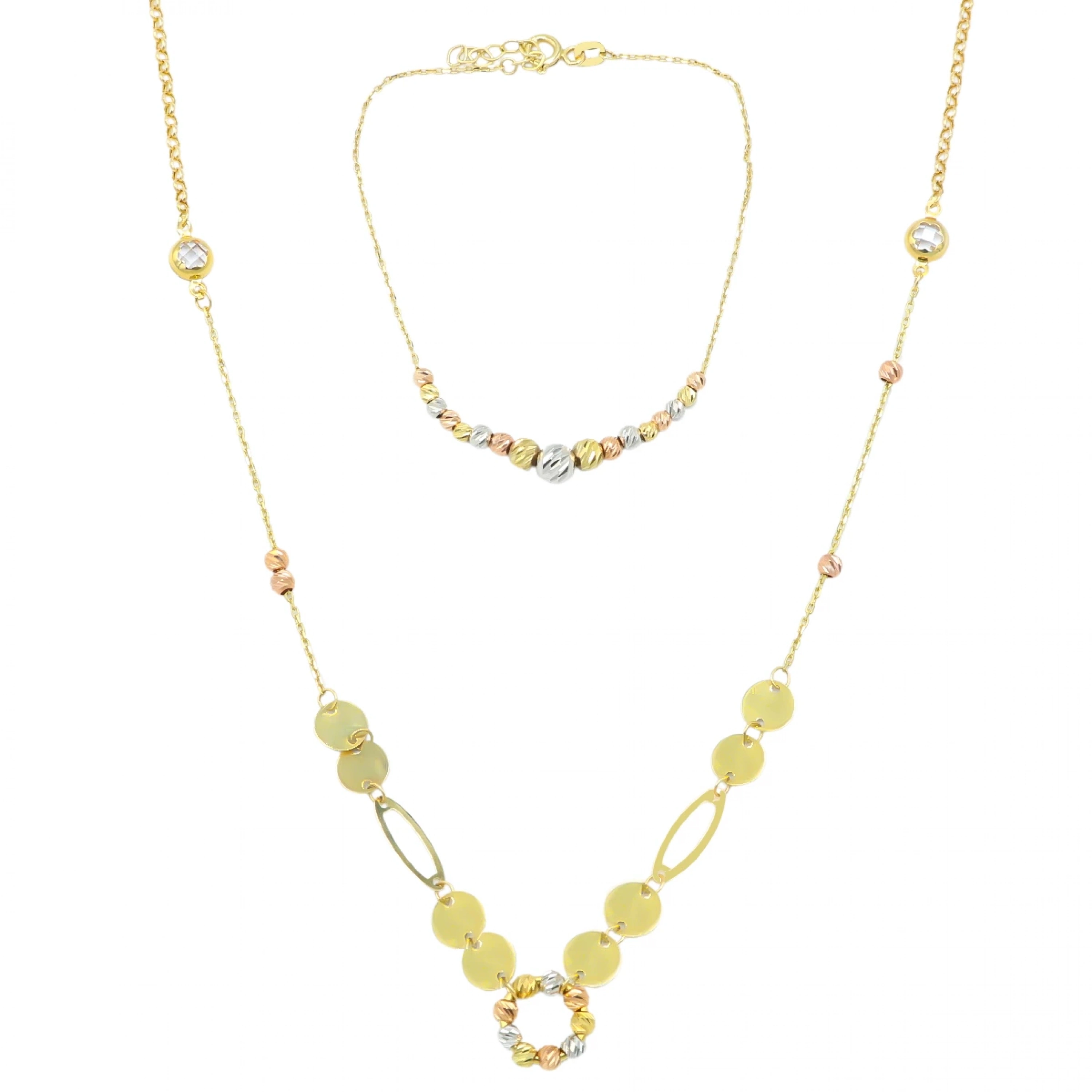 Dorikalı Plakalı 14 Ayar İkili Altın Set