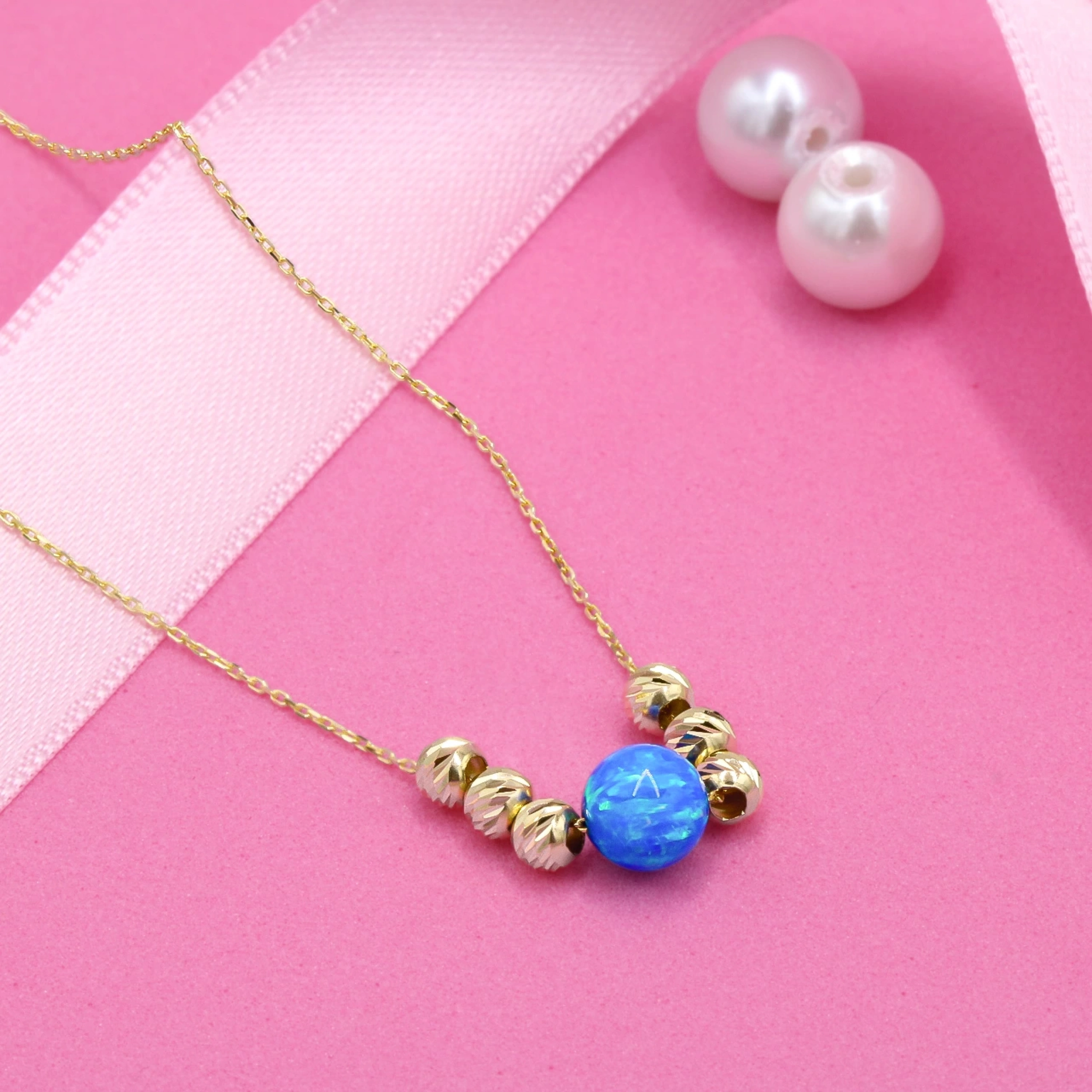 Dorikalı Safir 8 Ayar Altın Kolye