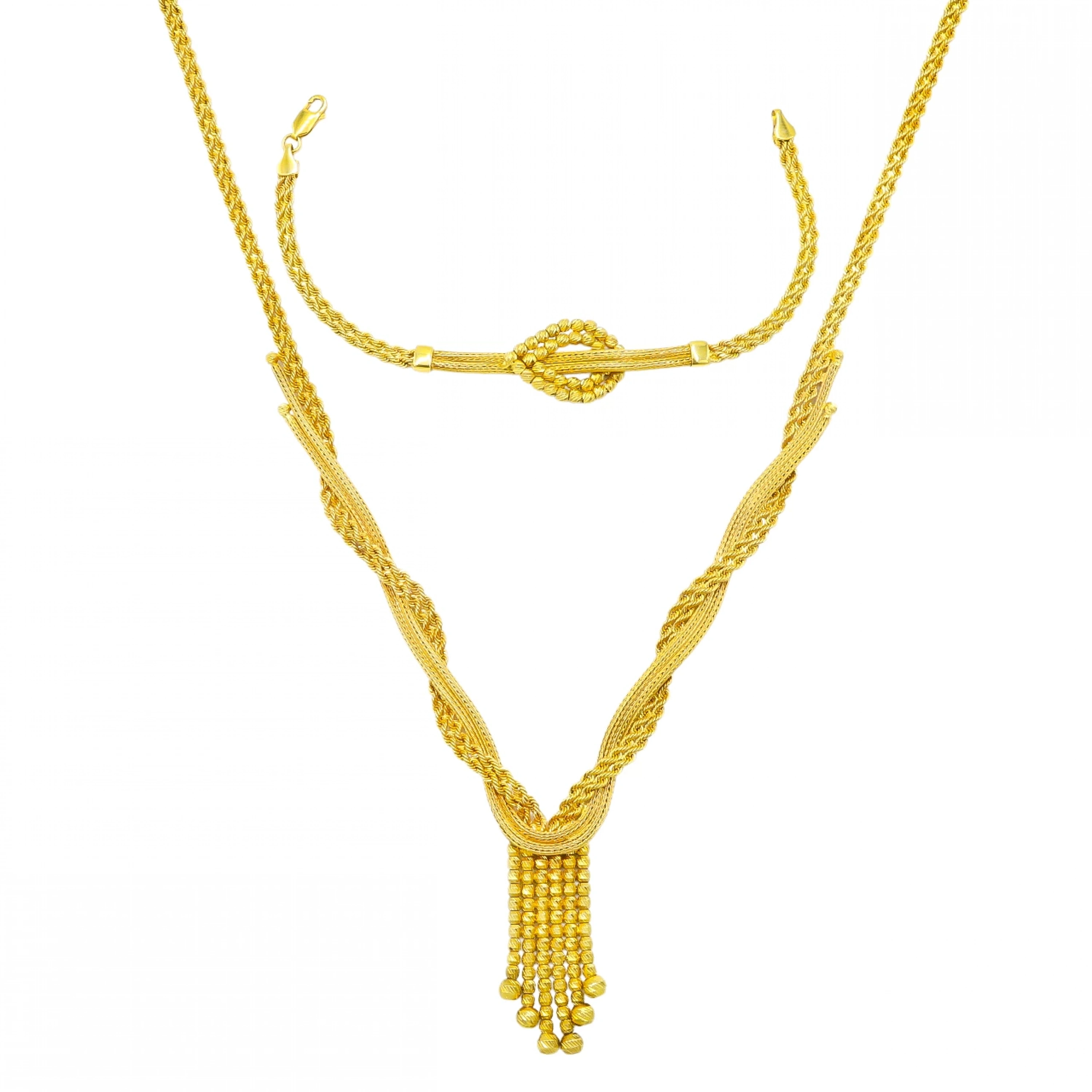 Dorikalı Sarmal Örgü 8 Ayar İkili Altın Set