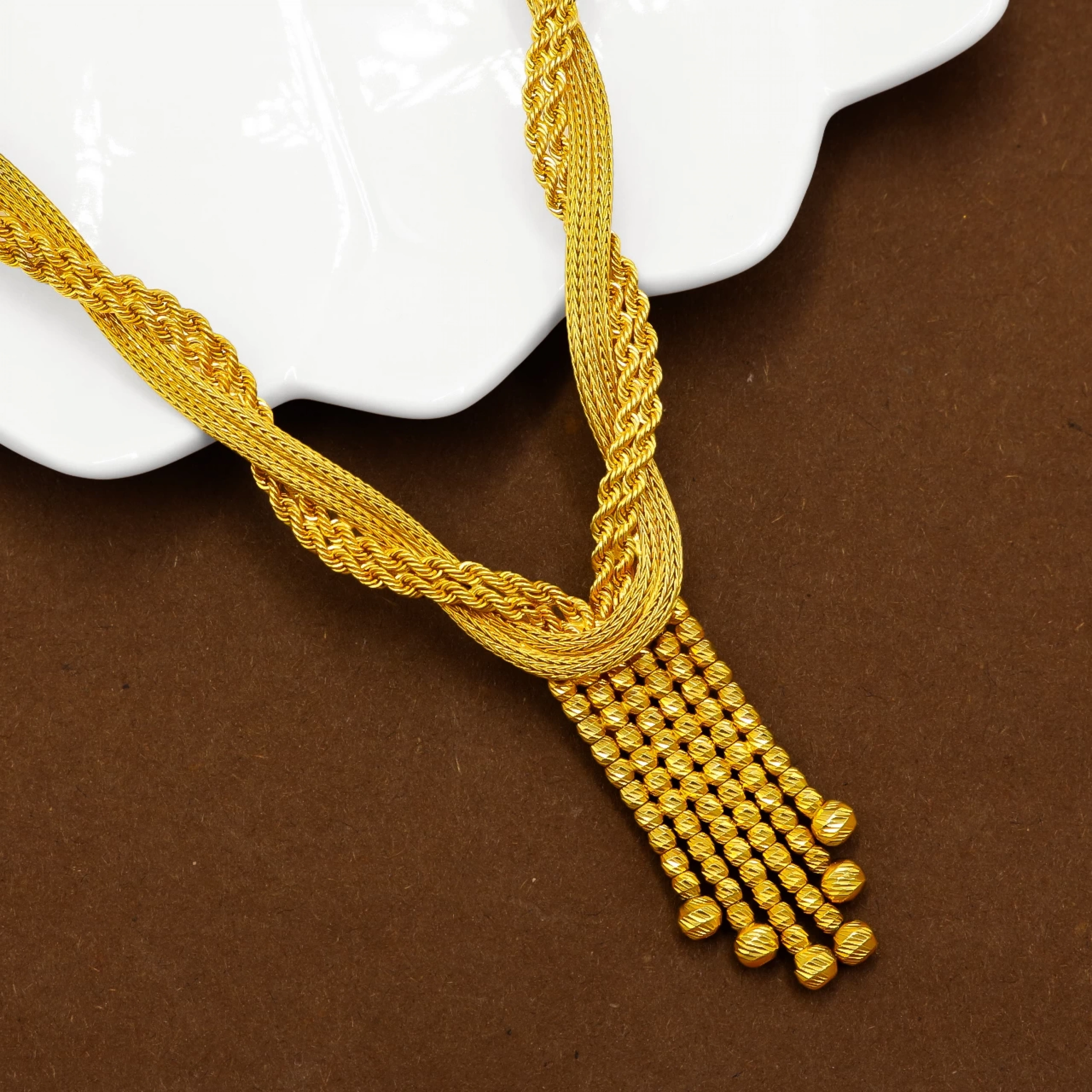 Dorikalı Sarmal Örgü 8 Ayar İkili Altın Set