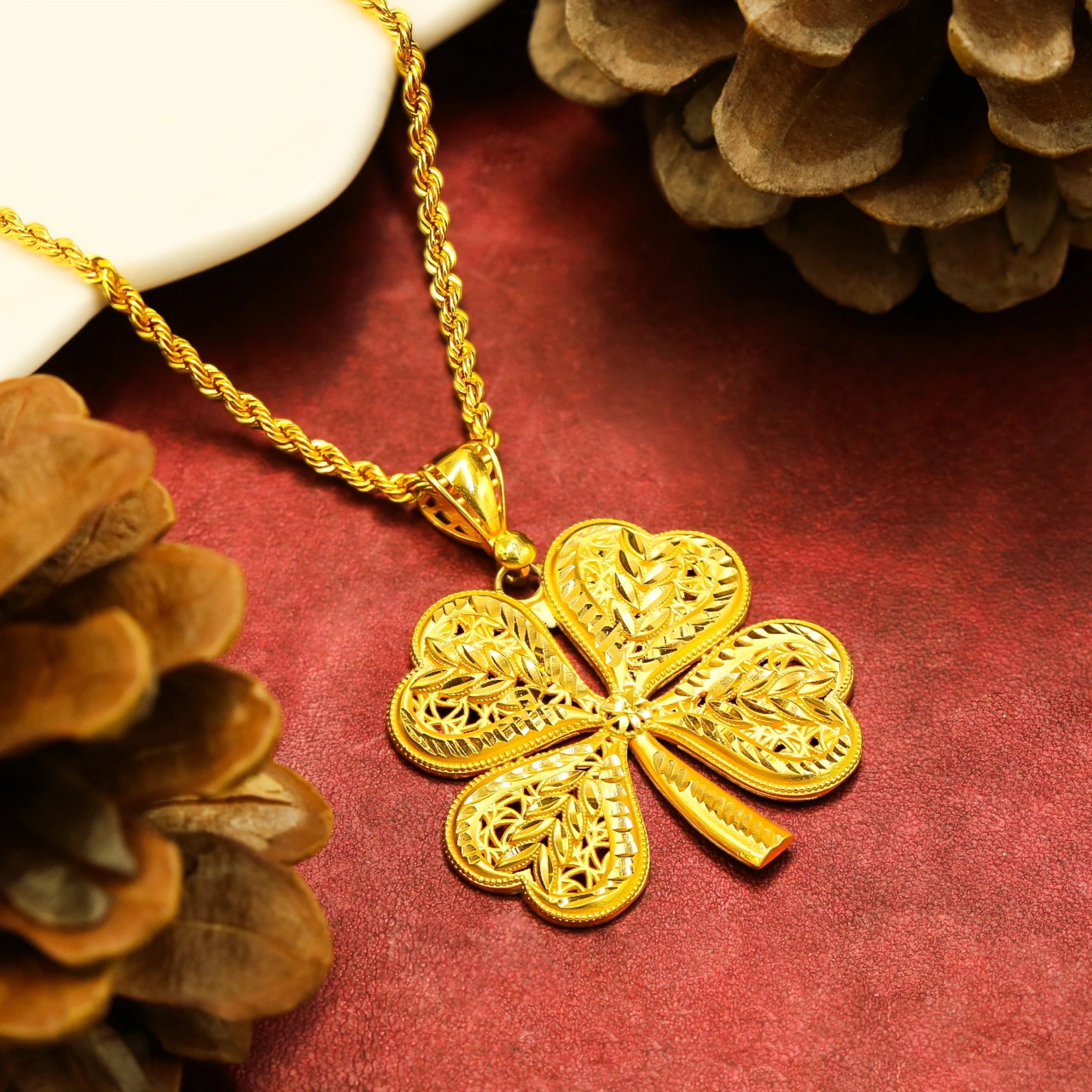 Telkari Yonca 22 Ayar Altın Kolye Ucu