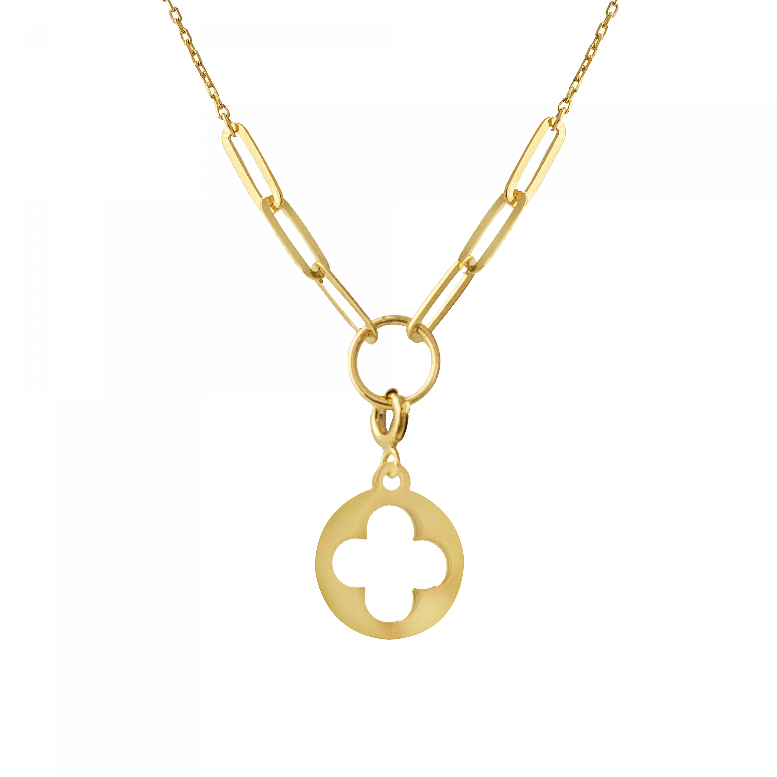 Dört Yapraklı Yonca 14 Ayar Altın Kolye