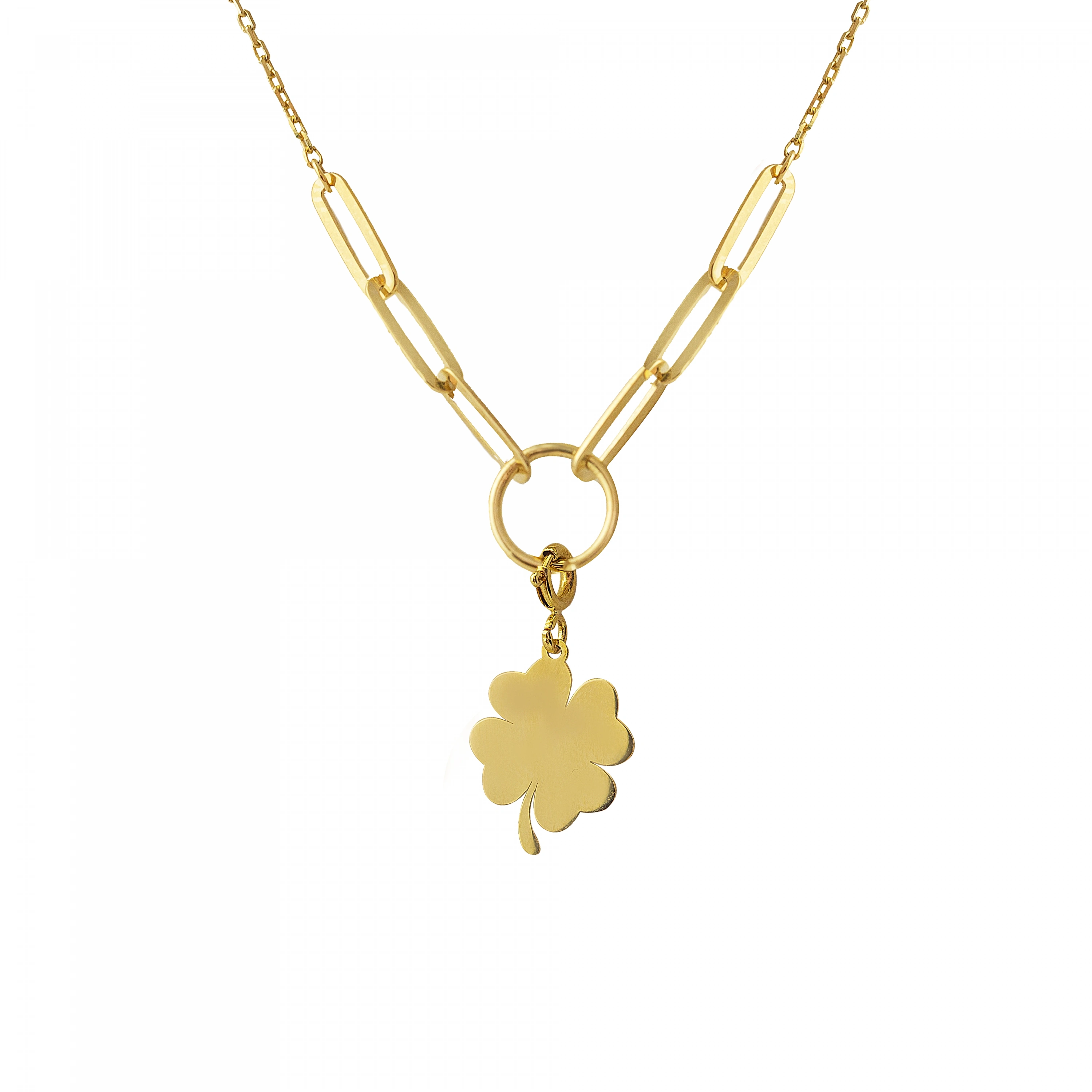 Dört Yapraklı Yonca 14 Ayar Altın Kolye