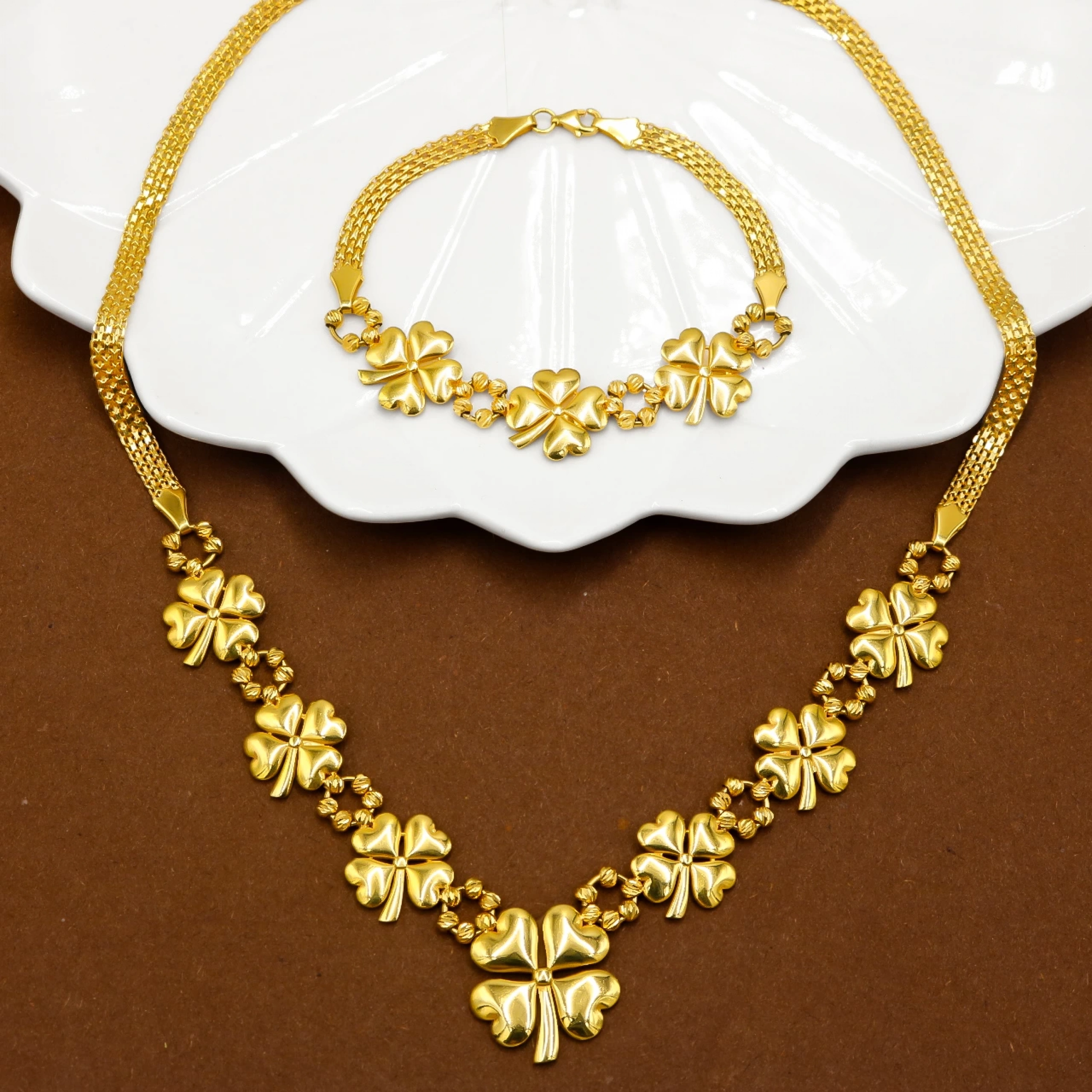 Dört Yapraklı Yonca 22 Ayar Altın Set