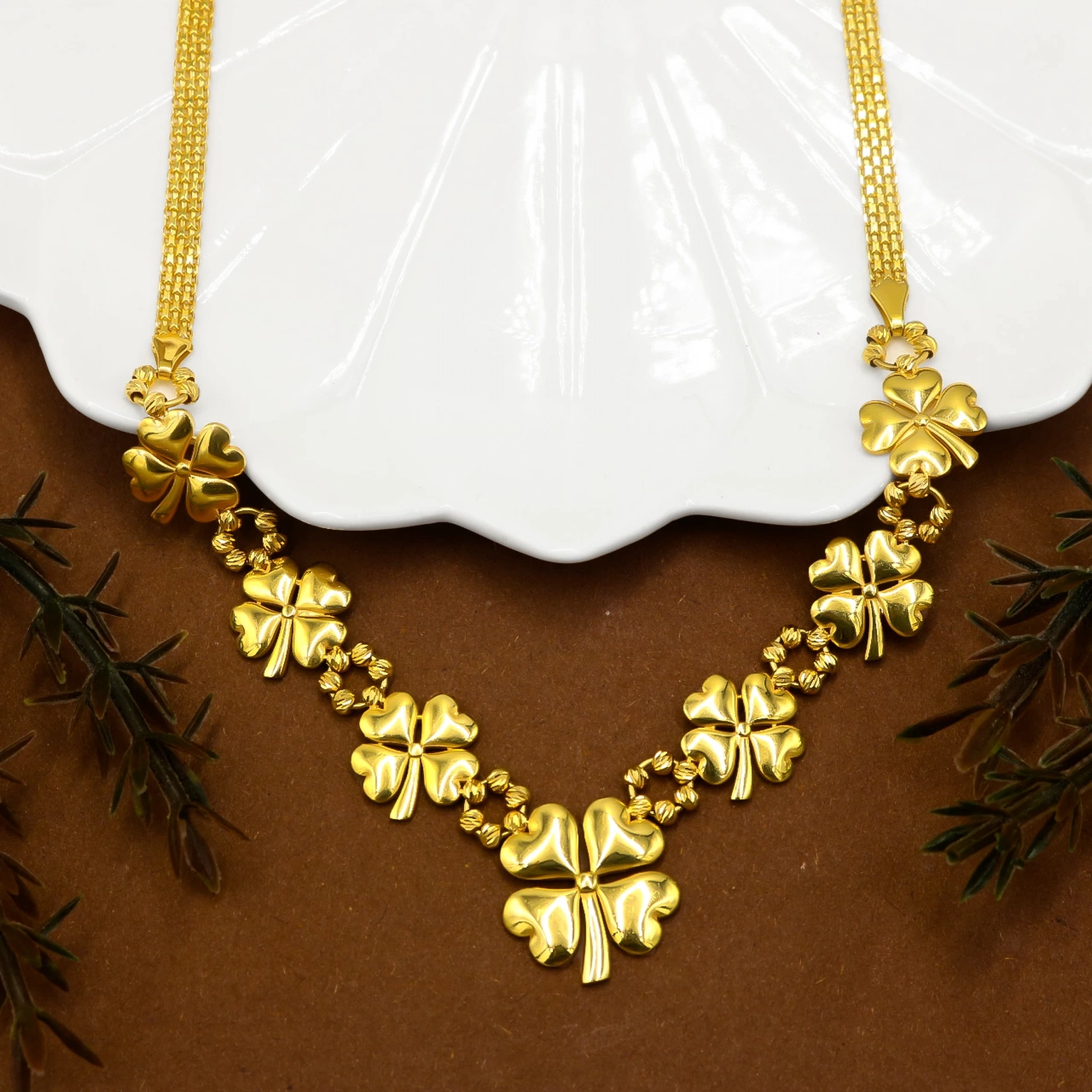 Dört Yapraklı Yonca 22 Ayar Altın Set