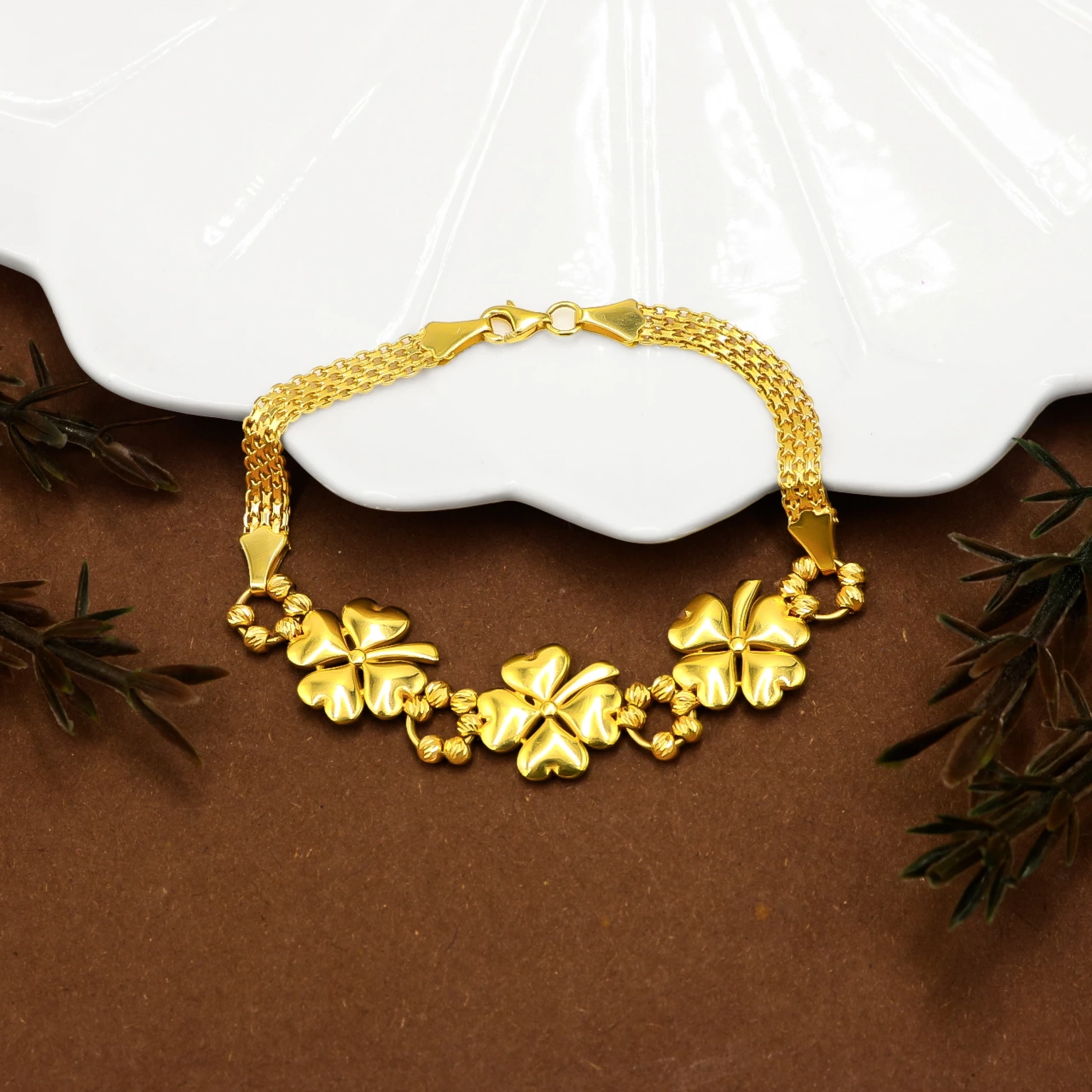 Dört Yapraklı Yonca 22 Ayar Altın Set