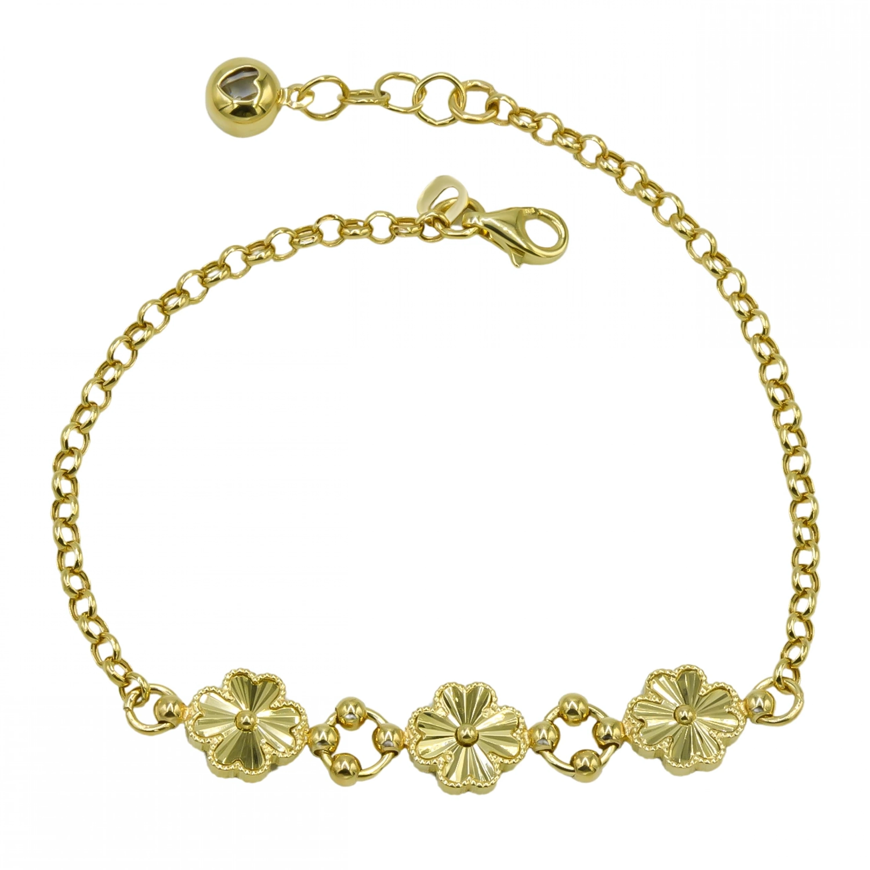 Üç Yoncalı 14 Ayar Altın Bileklik