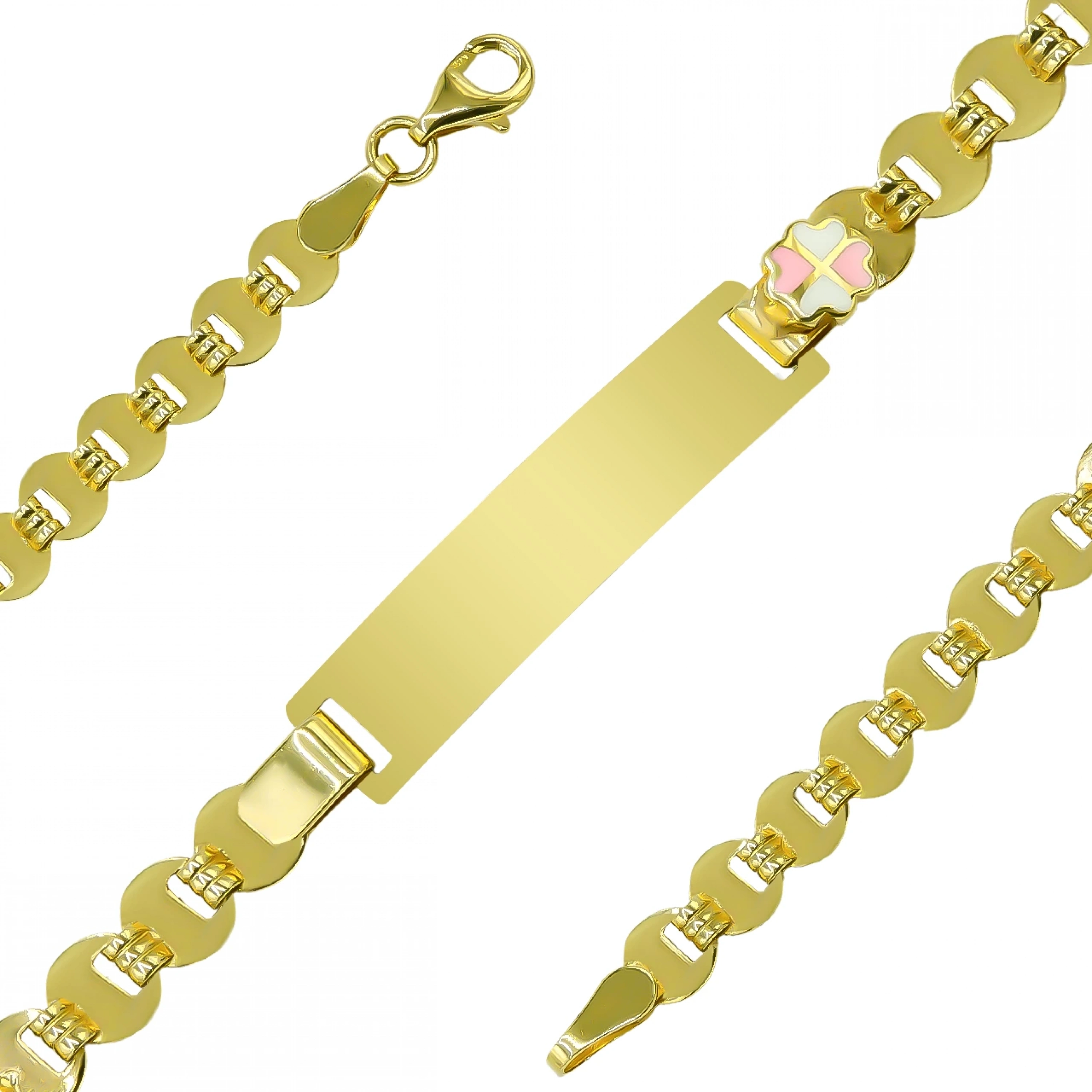 Dört Yoncalı Plakalı 14 Ayar Altın Çocuk Künyesi