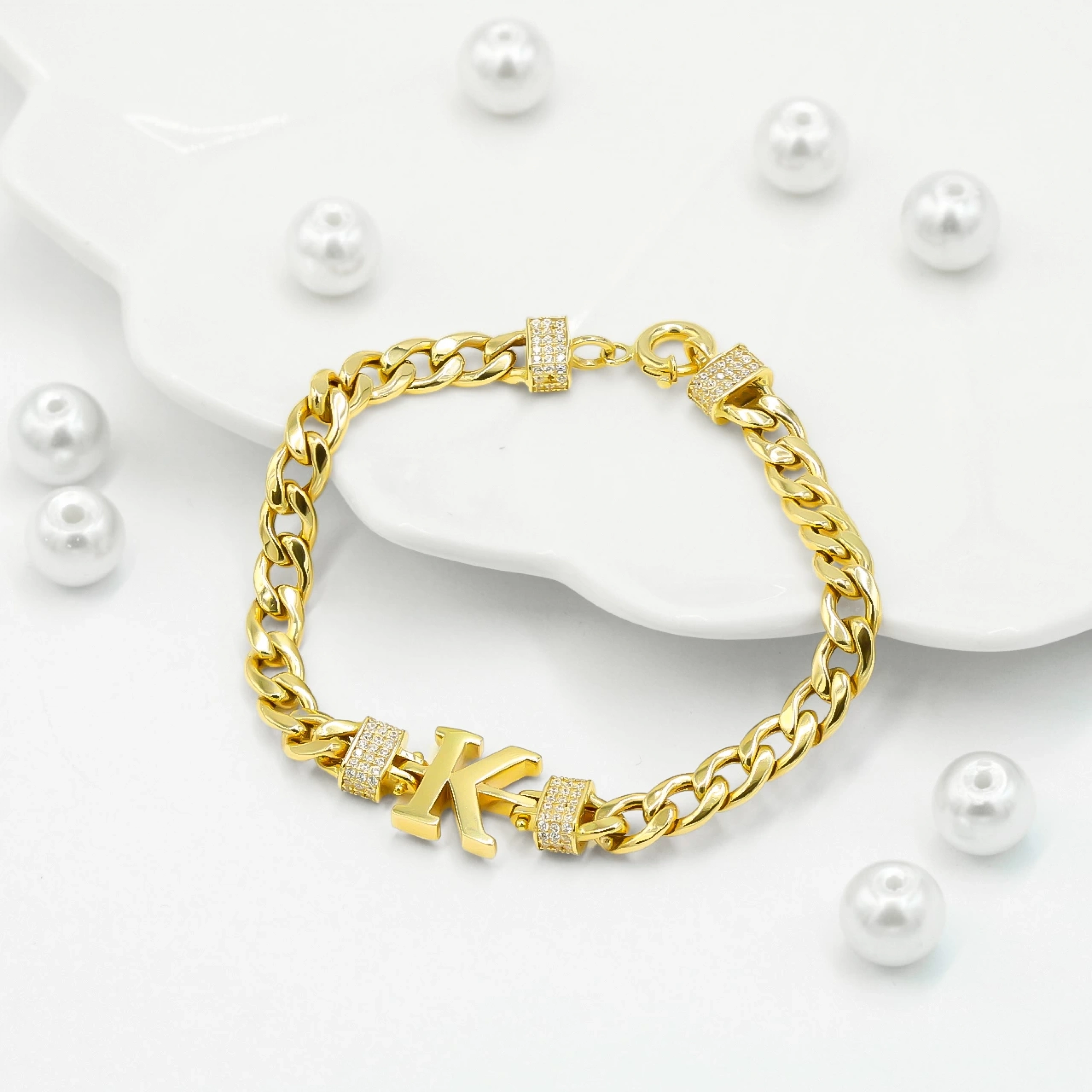 K Harfli 14 Ayar Altın Bileklik