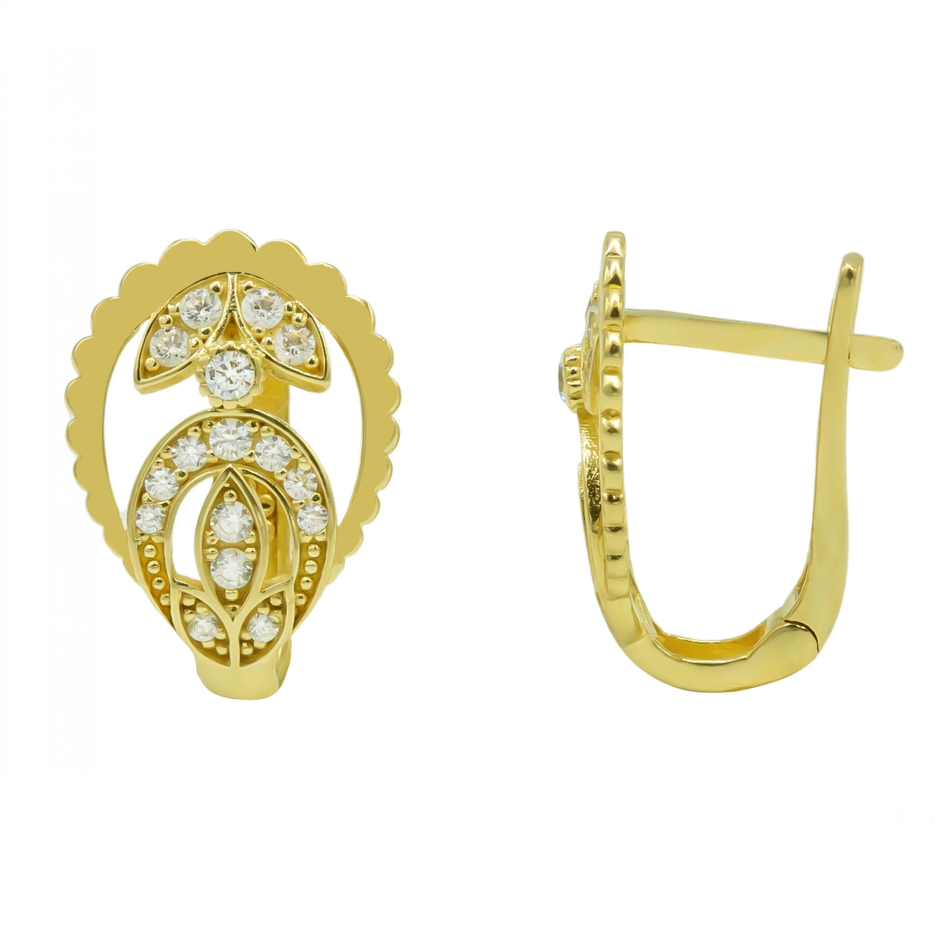 Fantezi Model 14 Ayar Klipsli Altın Küpe