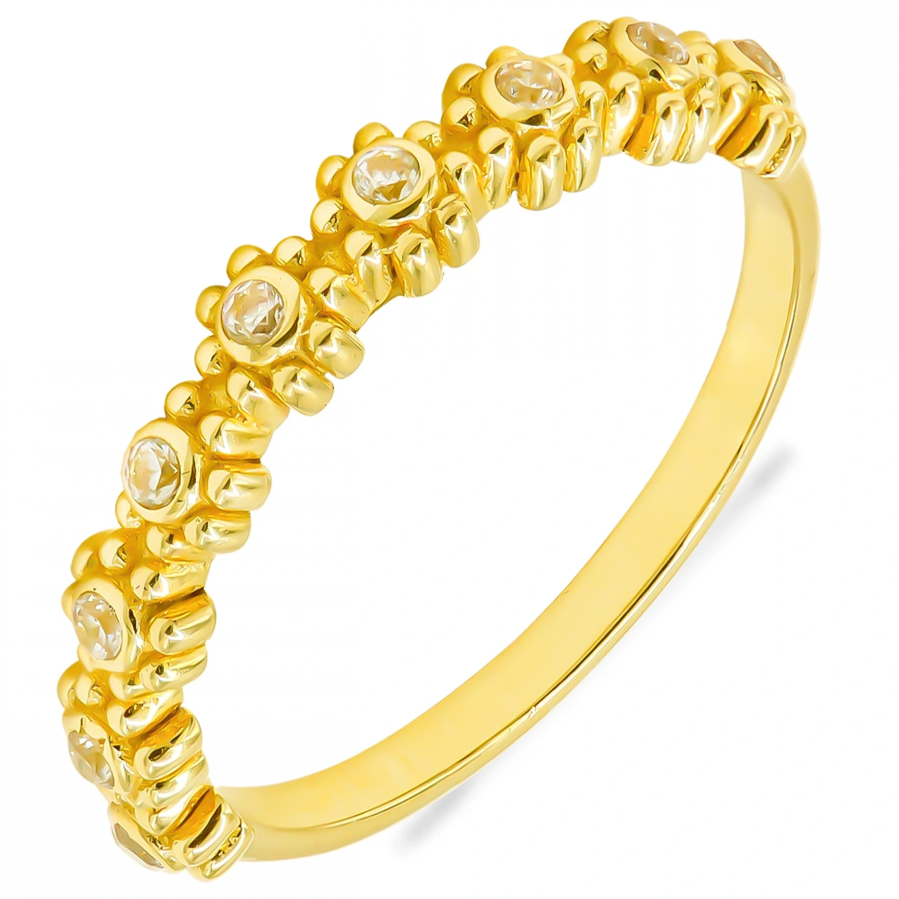 Taş İşlemeli 14 Ayar Altın Yüzük